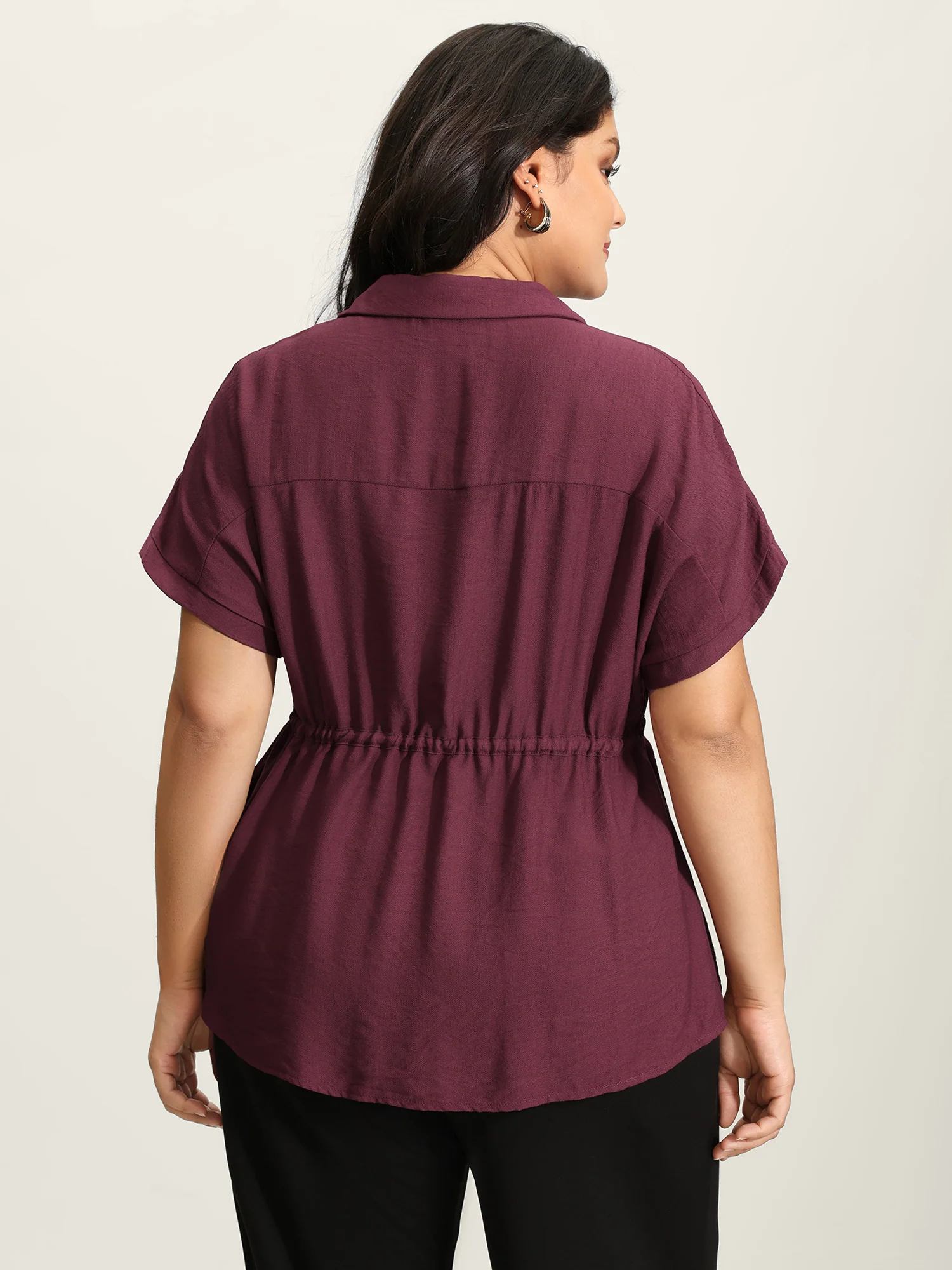 Adjustable Drawstring Button-Down Shirt - Image 4