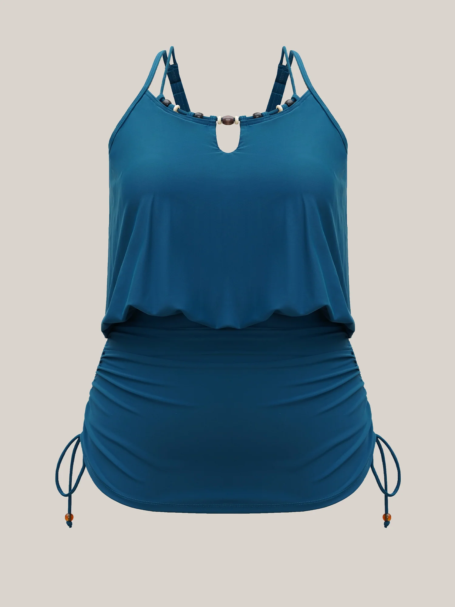 Adjustable Drawstring Drapey One-Piece Swimsuit - Image 9