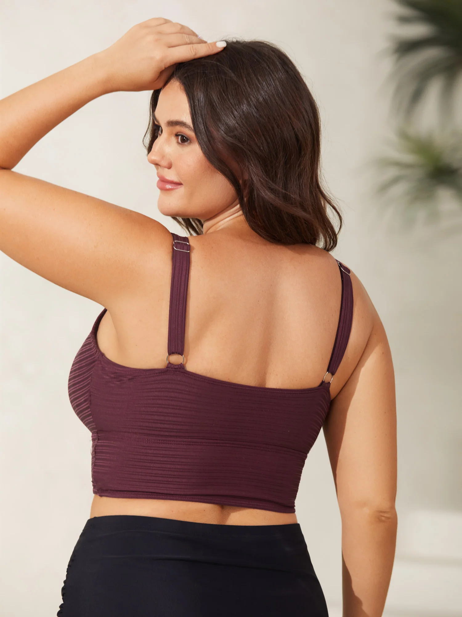 Adjustable Drawstring Scoop Neck Swim Top - Image 2