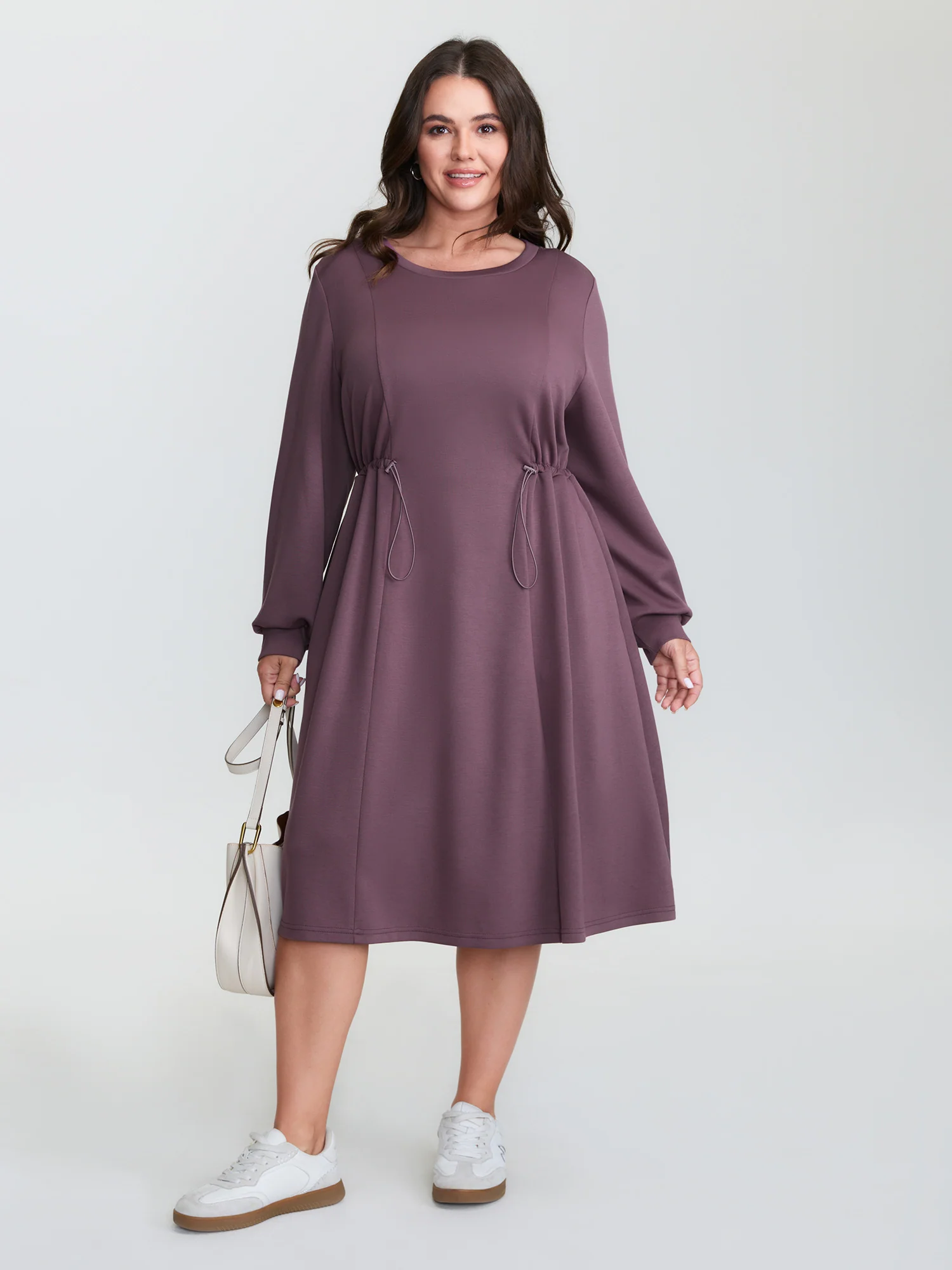 Adjustable Drawstring Side Midi Dress - Image 3