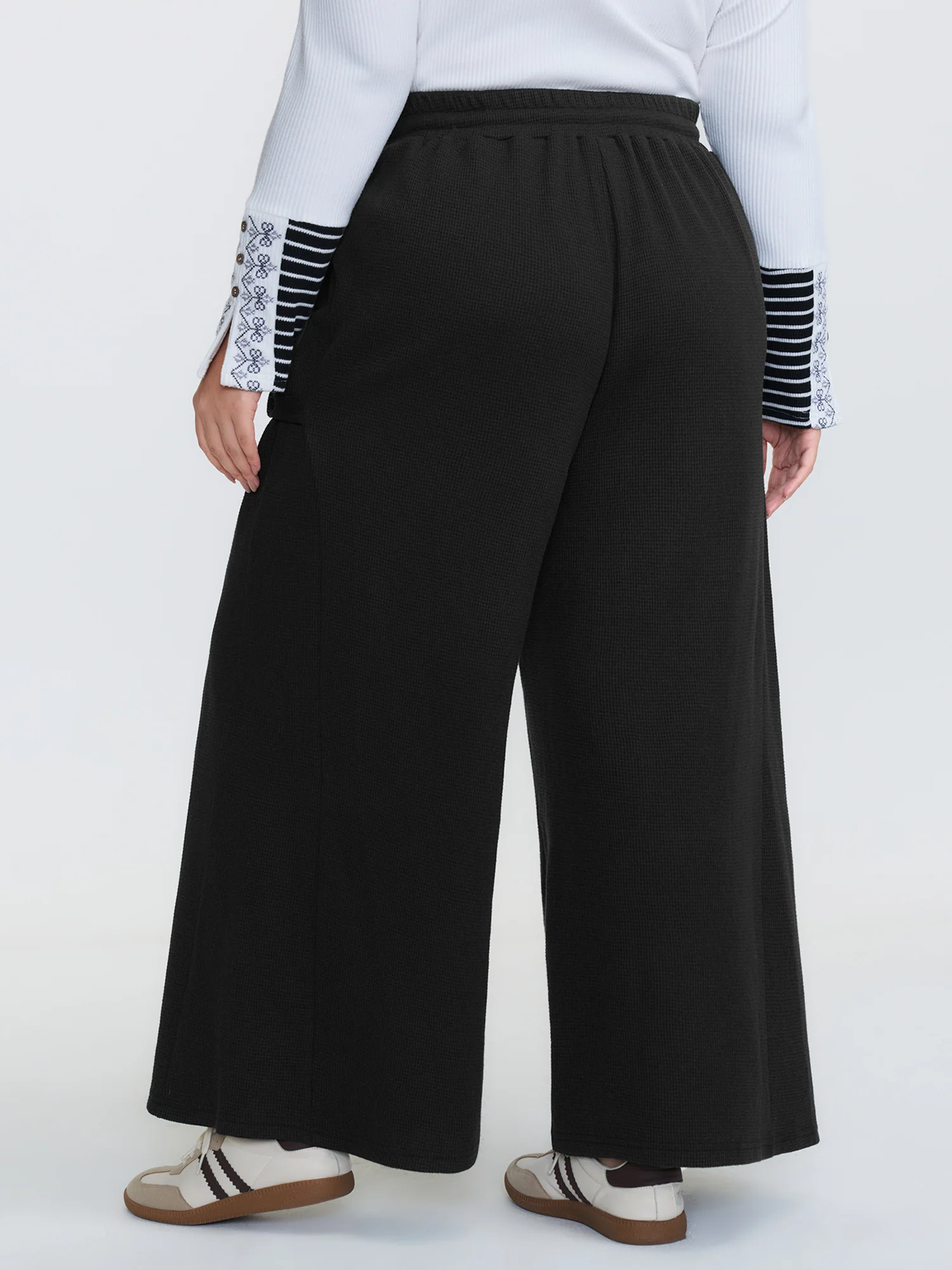 Adjustable Drawstring Wide-Leg Pants - Image 5