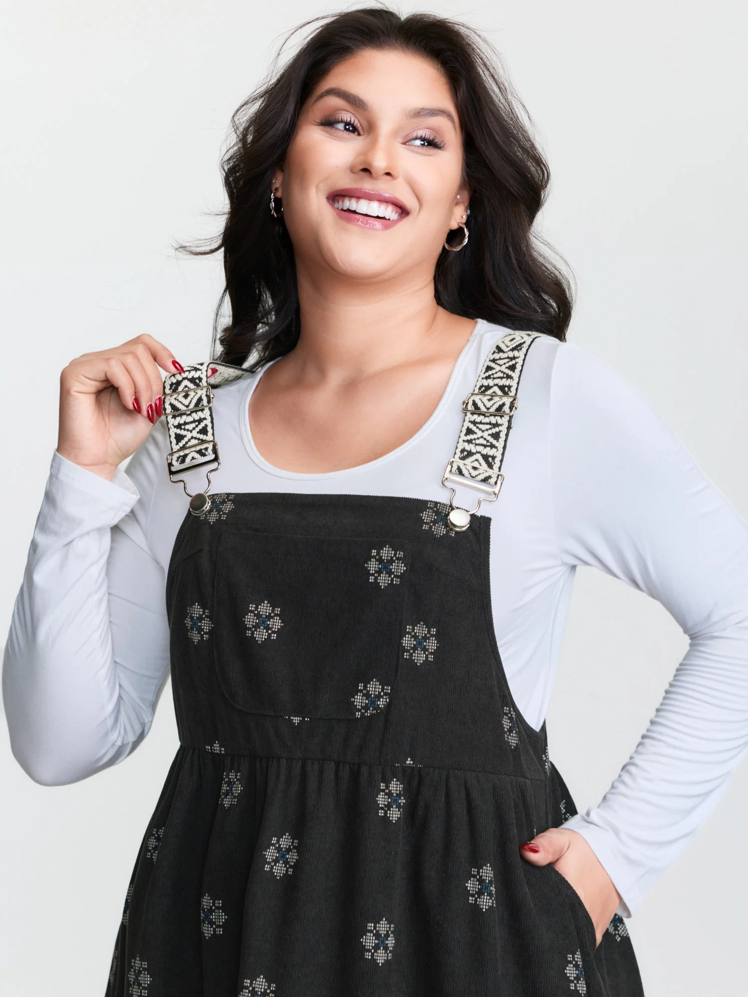 Adjustable Floral Midi Overall Dress - Image 3