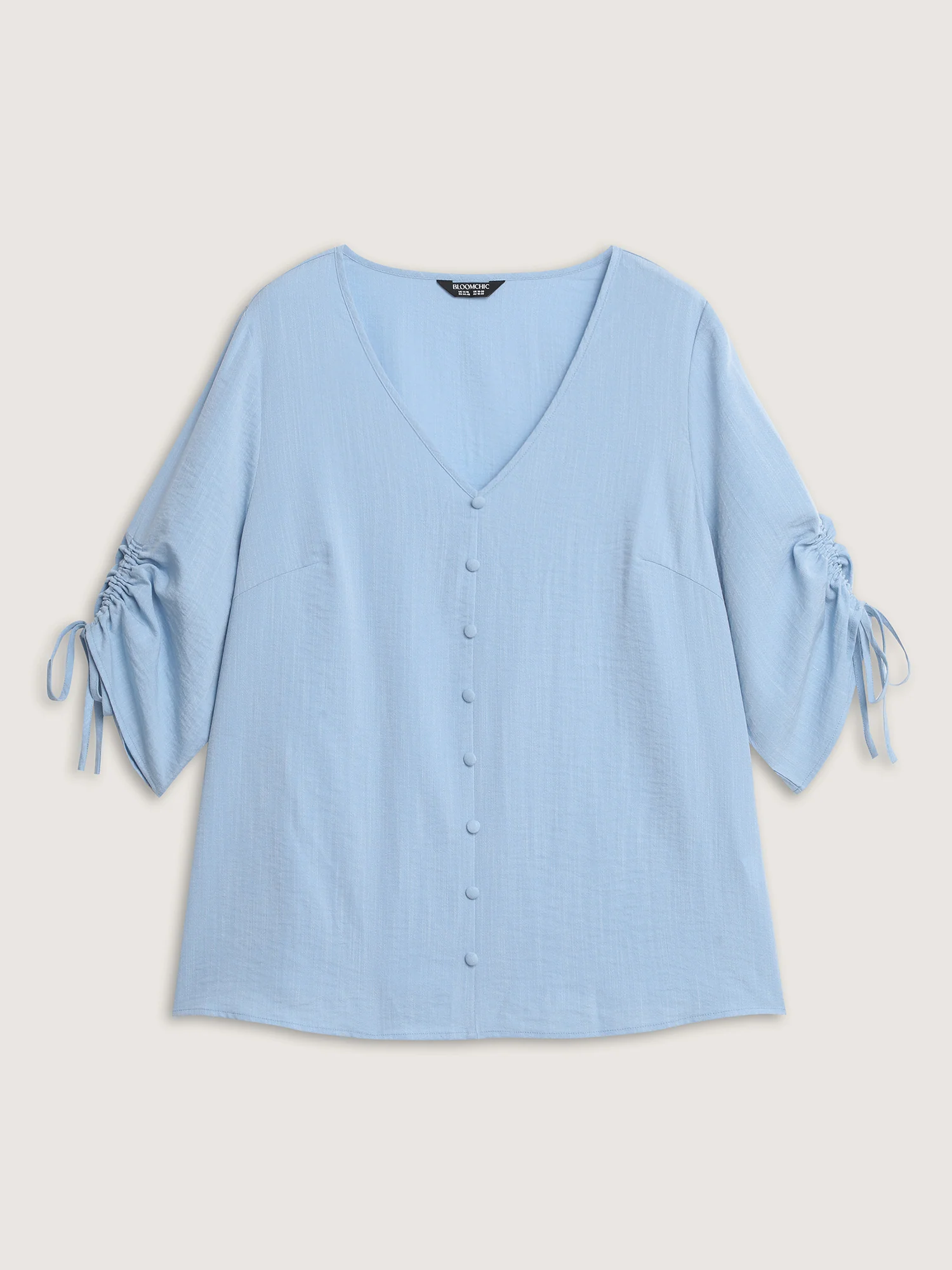 Adjustable Gathered Sleeve Button Blouse - Image 8