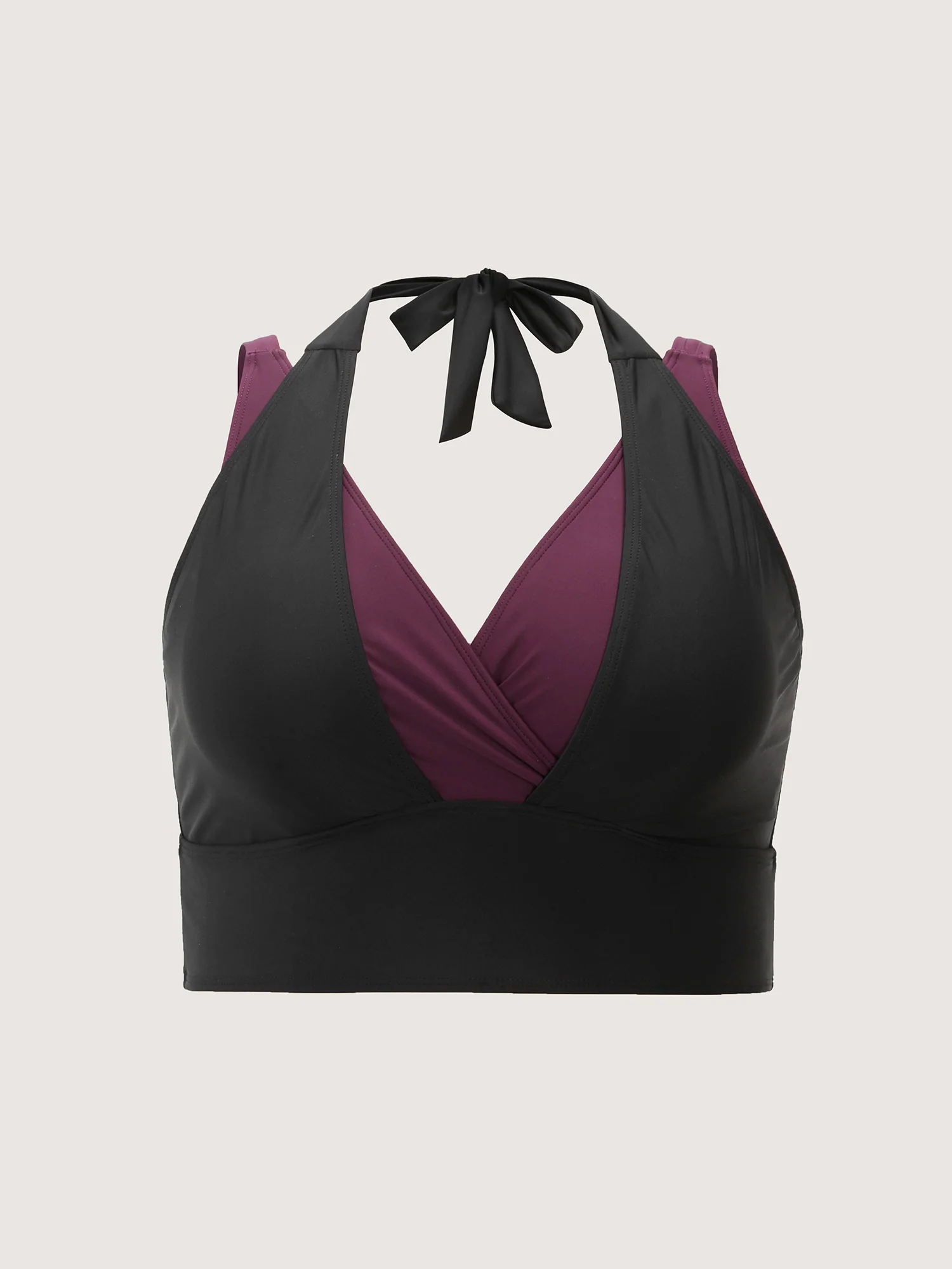 Adjustable Layered Color Contrast Bikini Top - Image 5