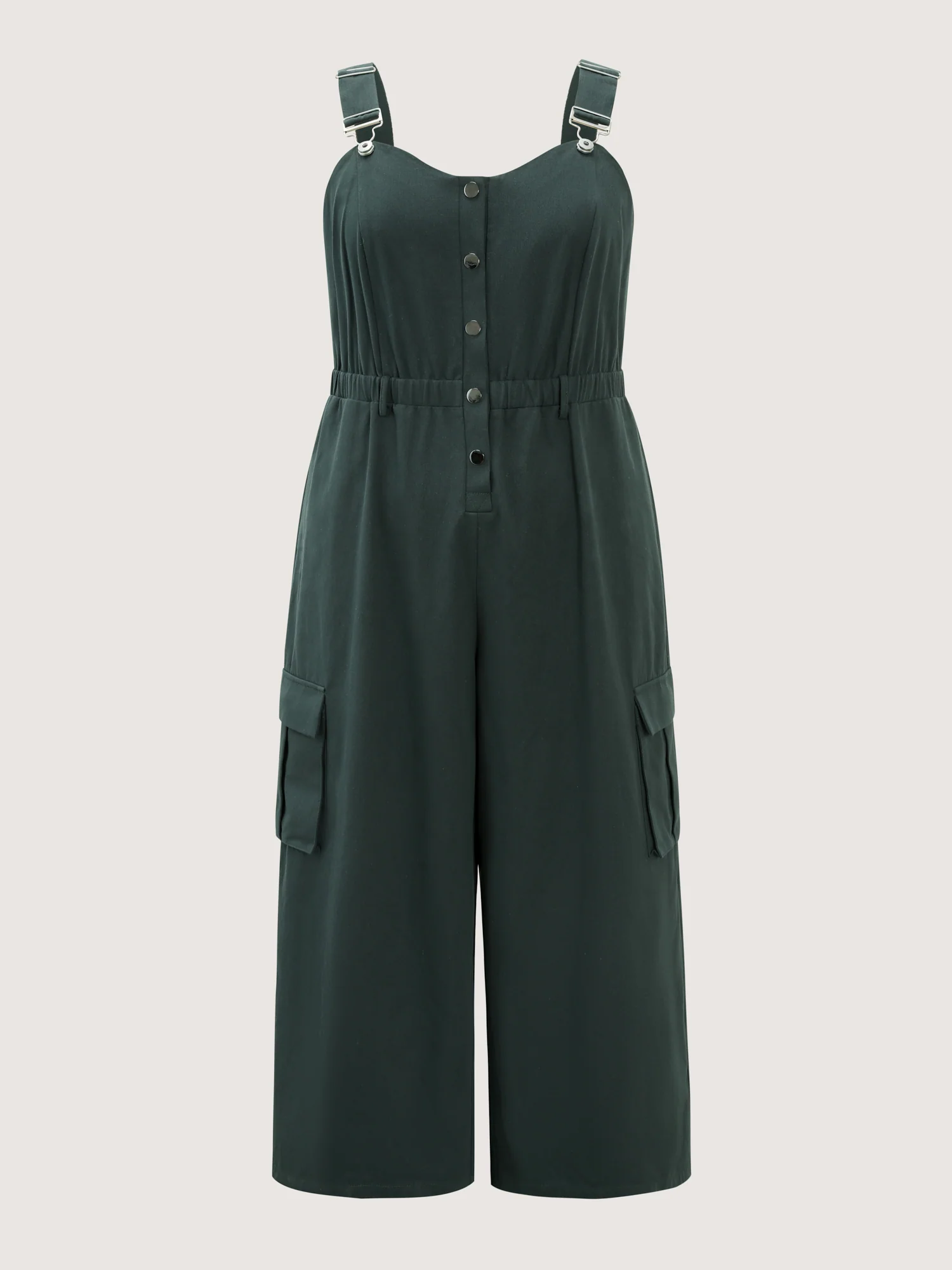 Adjustable Overall Shirred Wide-Leg Jumpsuit - Image 7