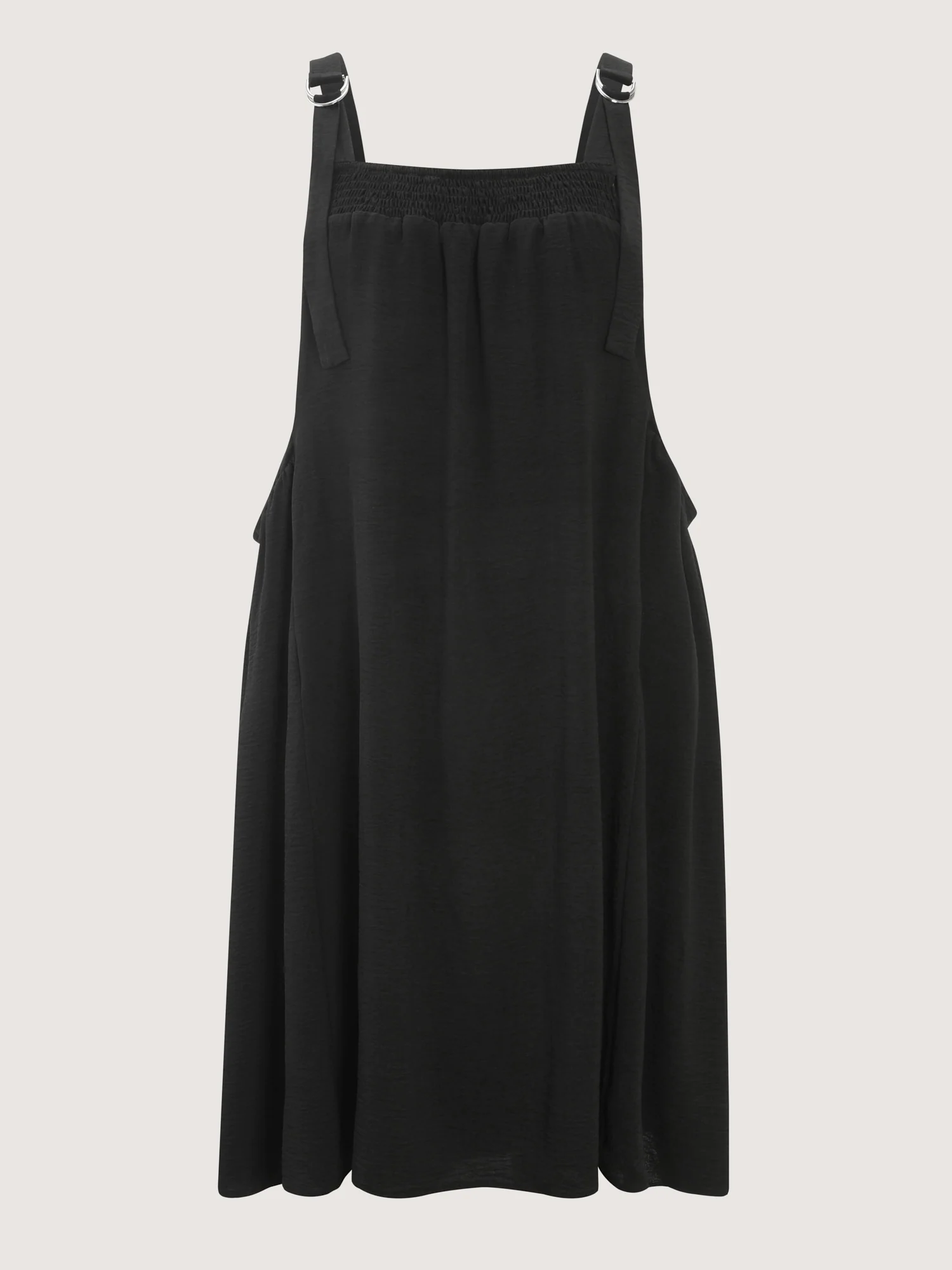 Adjustable Overall Straps Shirred Midi Dress - Image 8