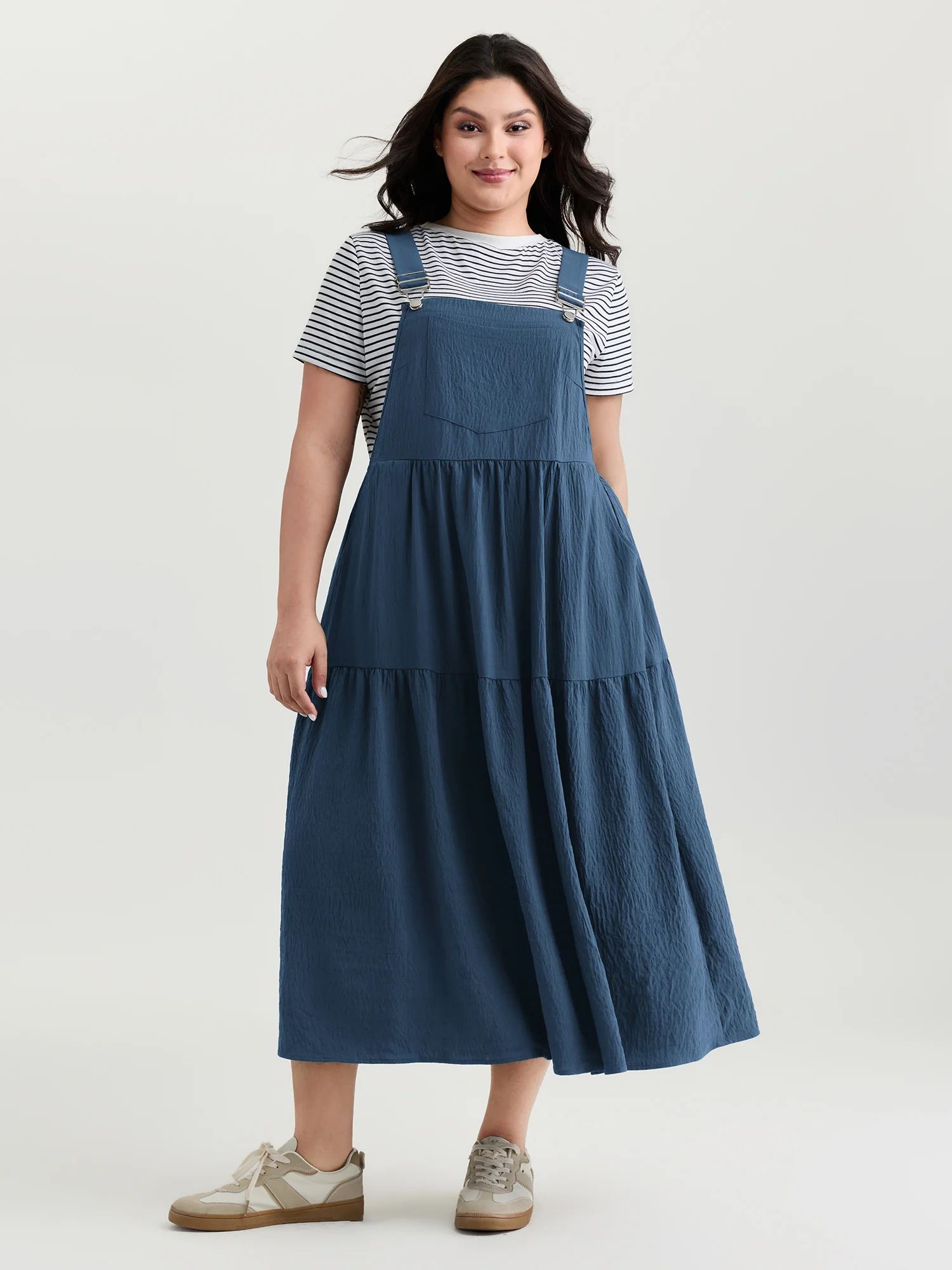 Adjustable Oversized Tiered Overall Maxi Dress - Image 10
