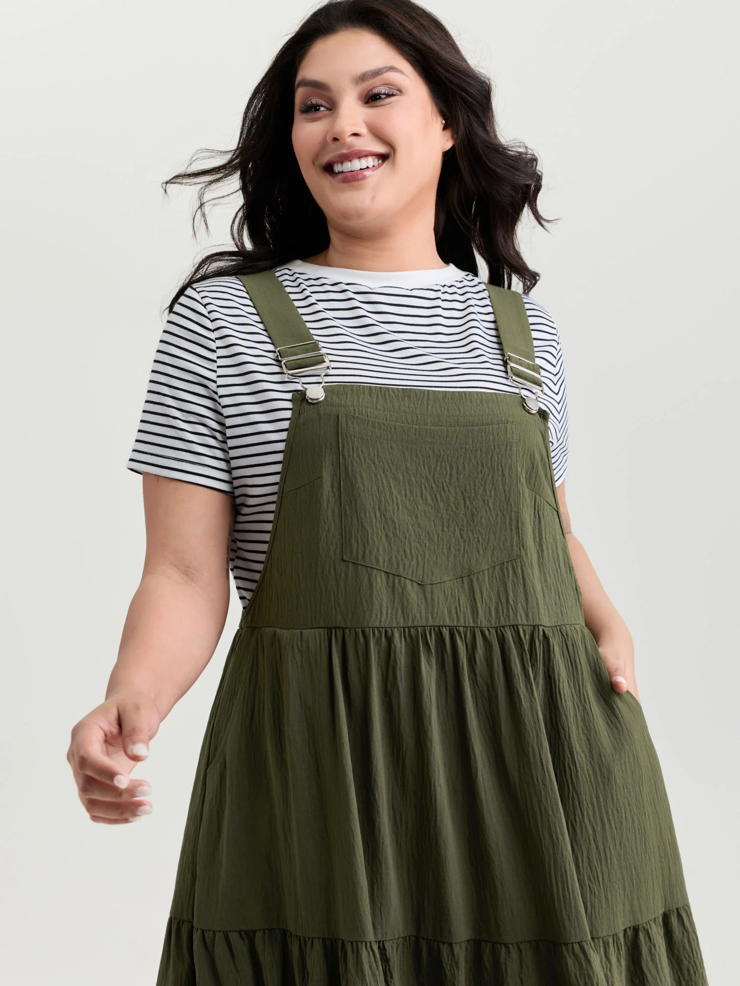 Adjustable Oversized Tiered Overall Maxi Dress - Image 2