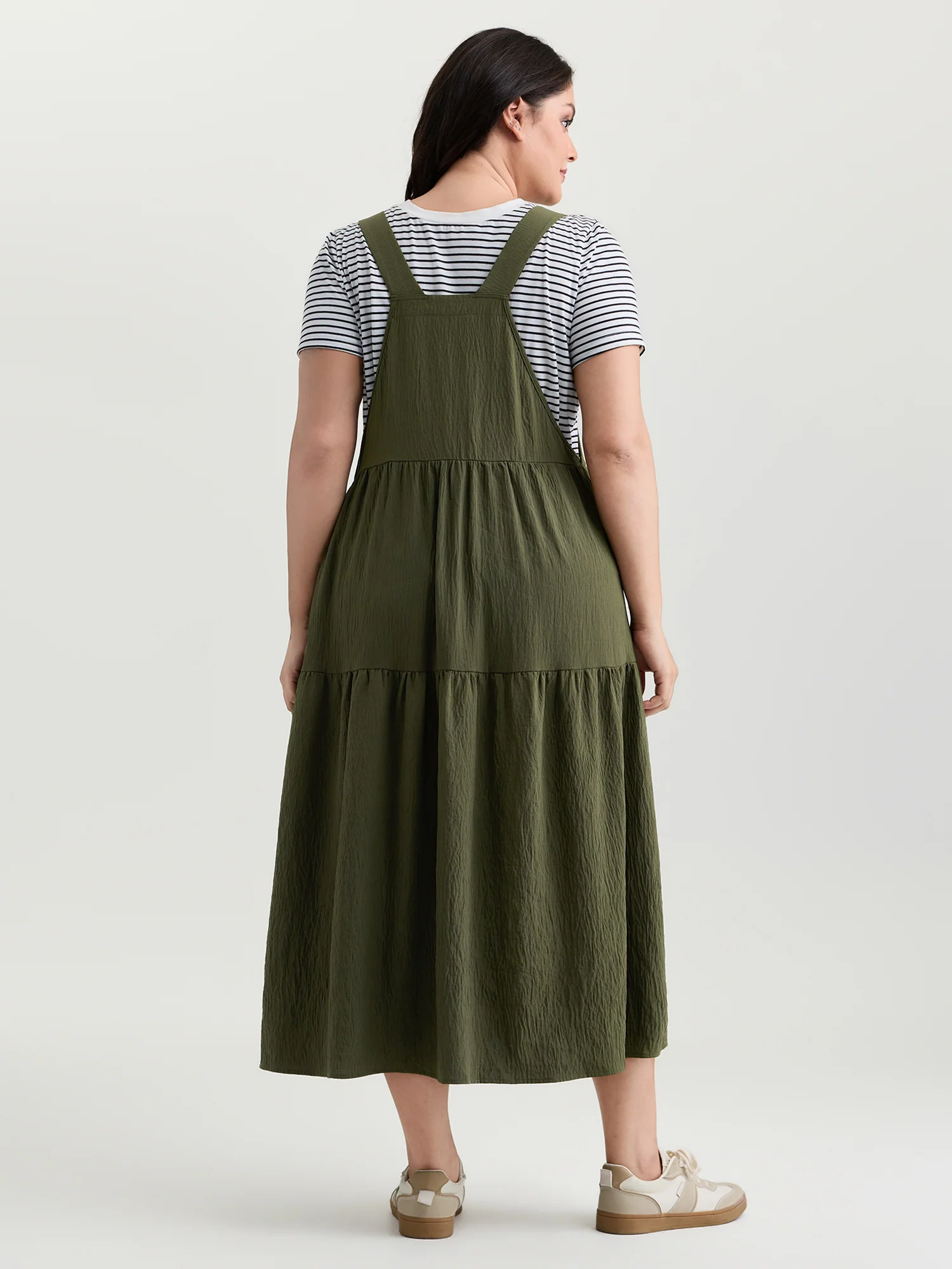Adjustable Oversized Tiered Overall Maxi Dress - Image 4