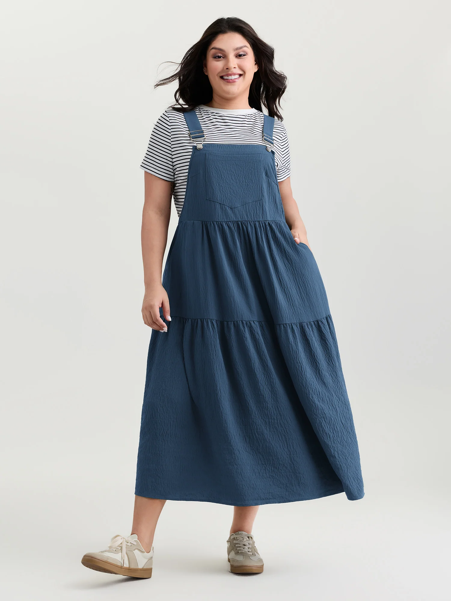 Adjustable Oversized Tiered Overall Maxi Dress - Image 8