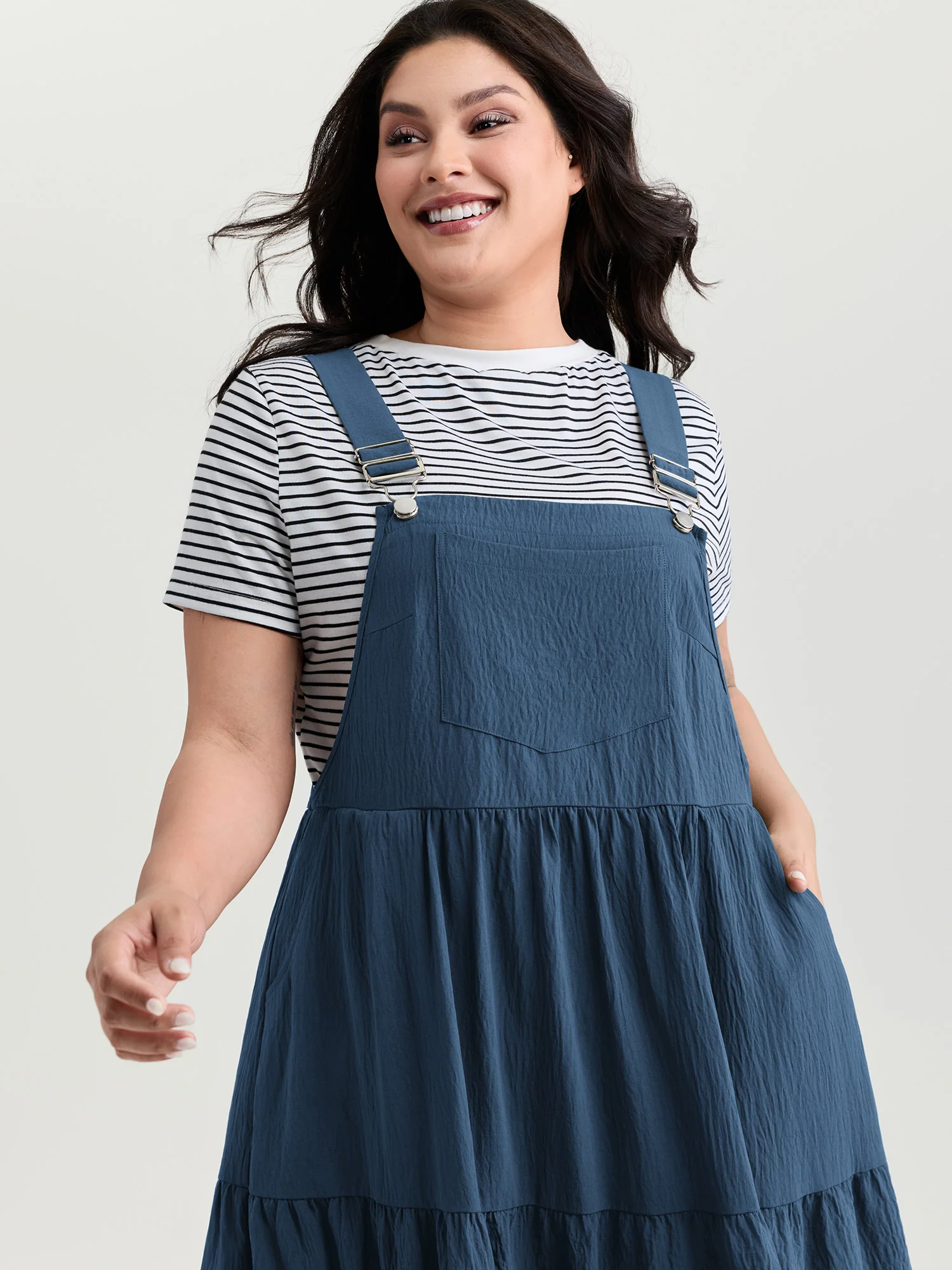Adjustable Oversized Tiered Overall Maxi Dress - Image 9