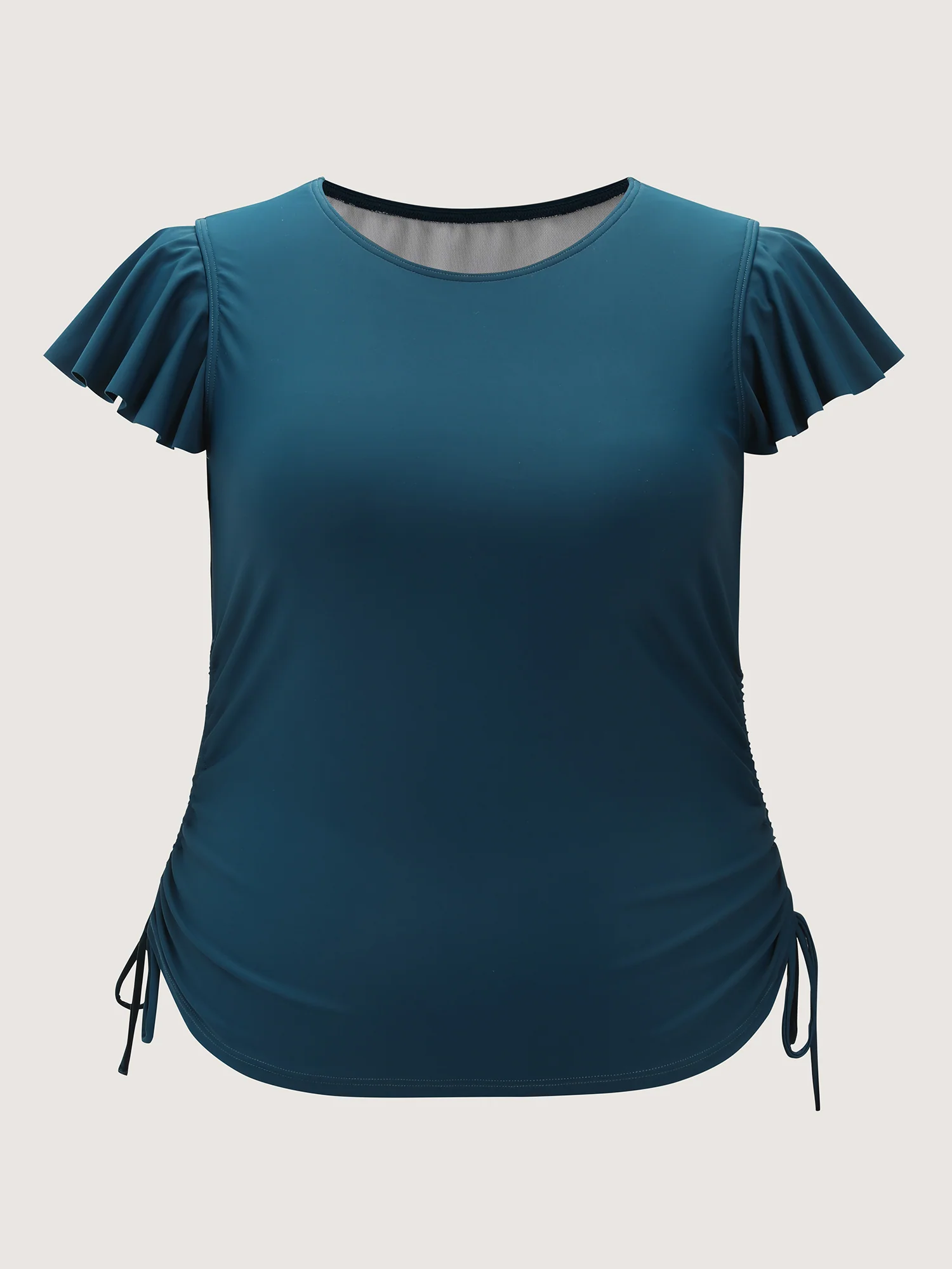 Adjustable Side Drawstring Flutter Sleeve Swim Top - Image 6