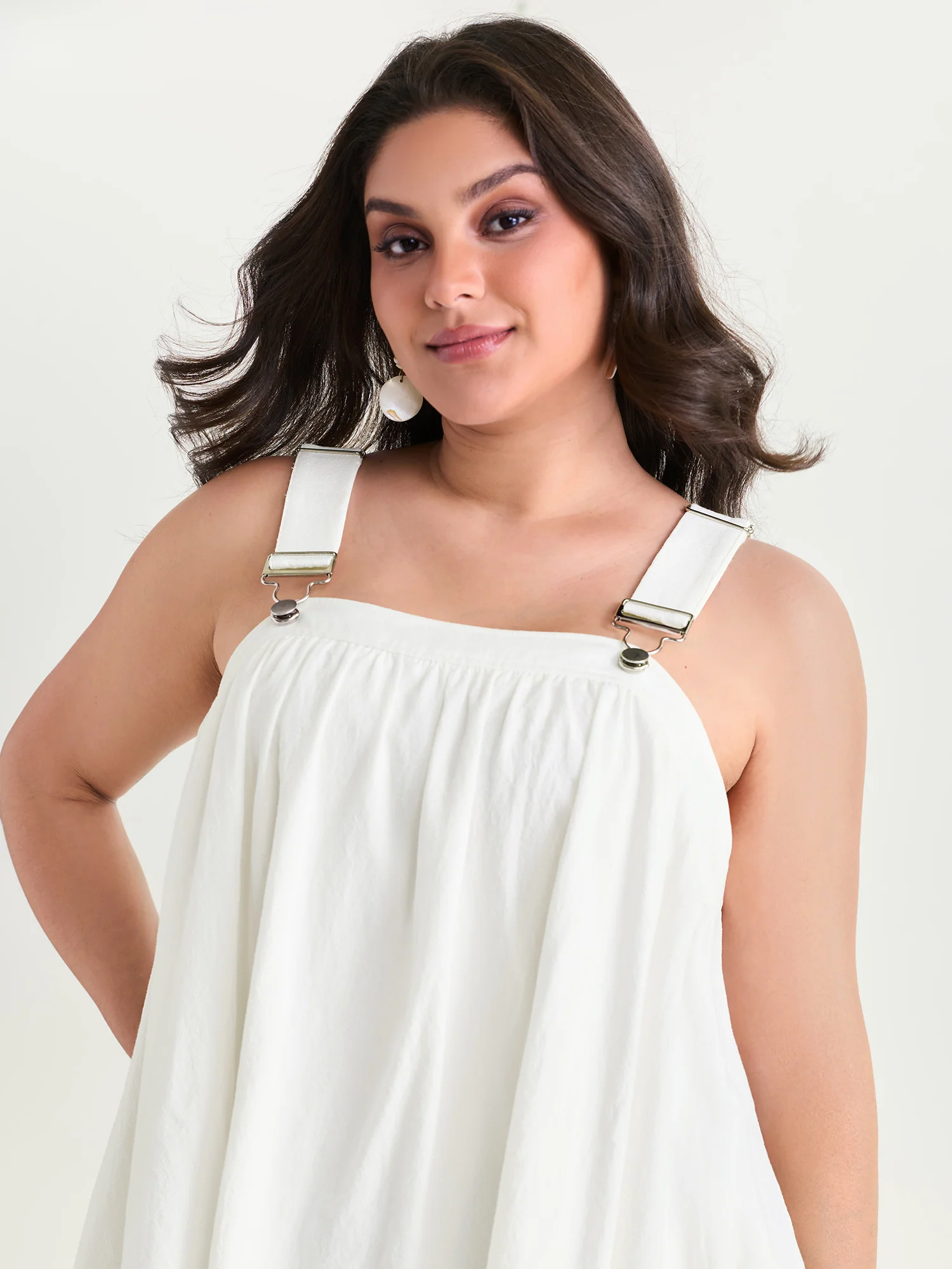 Cotton Adjustable Strap A-Line Tunic Dress - Image 2
