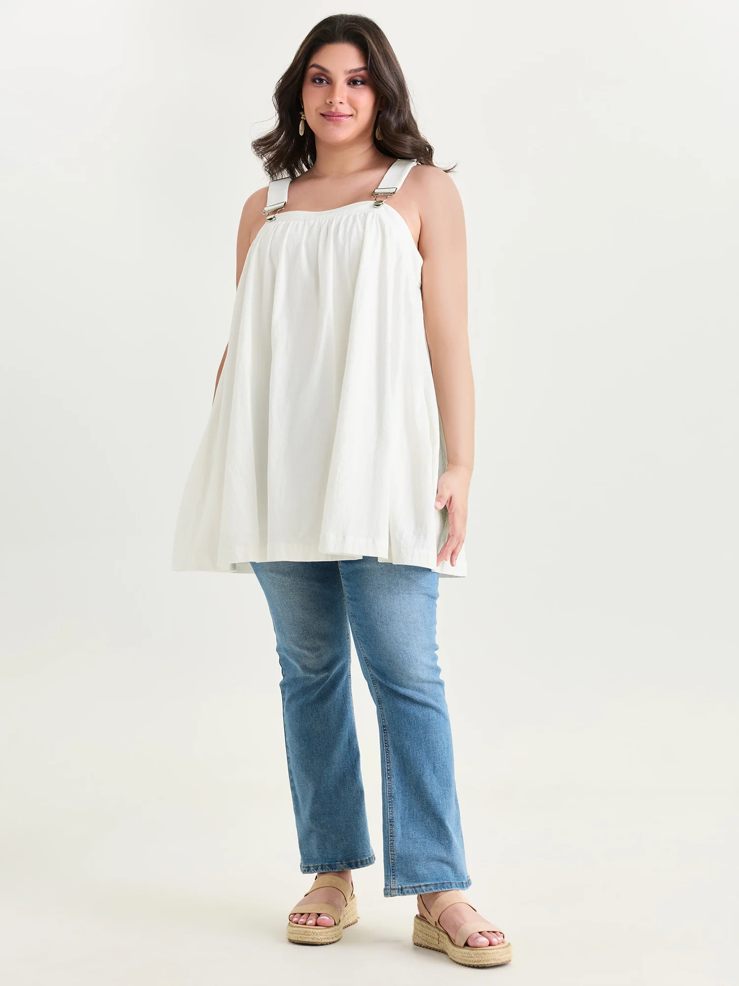Cotton Adjustable Strap A-Line Tunic Dress - Image 3
