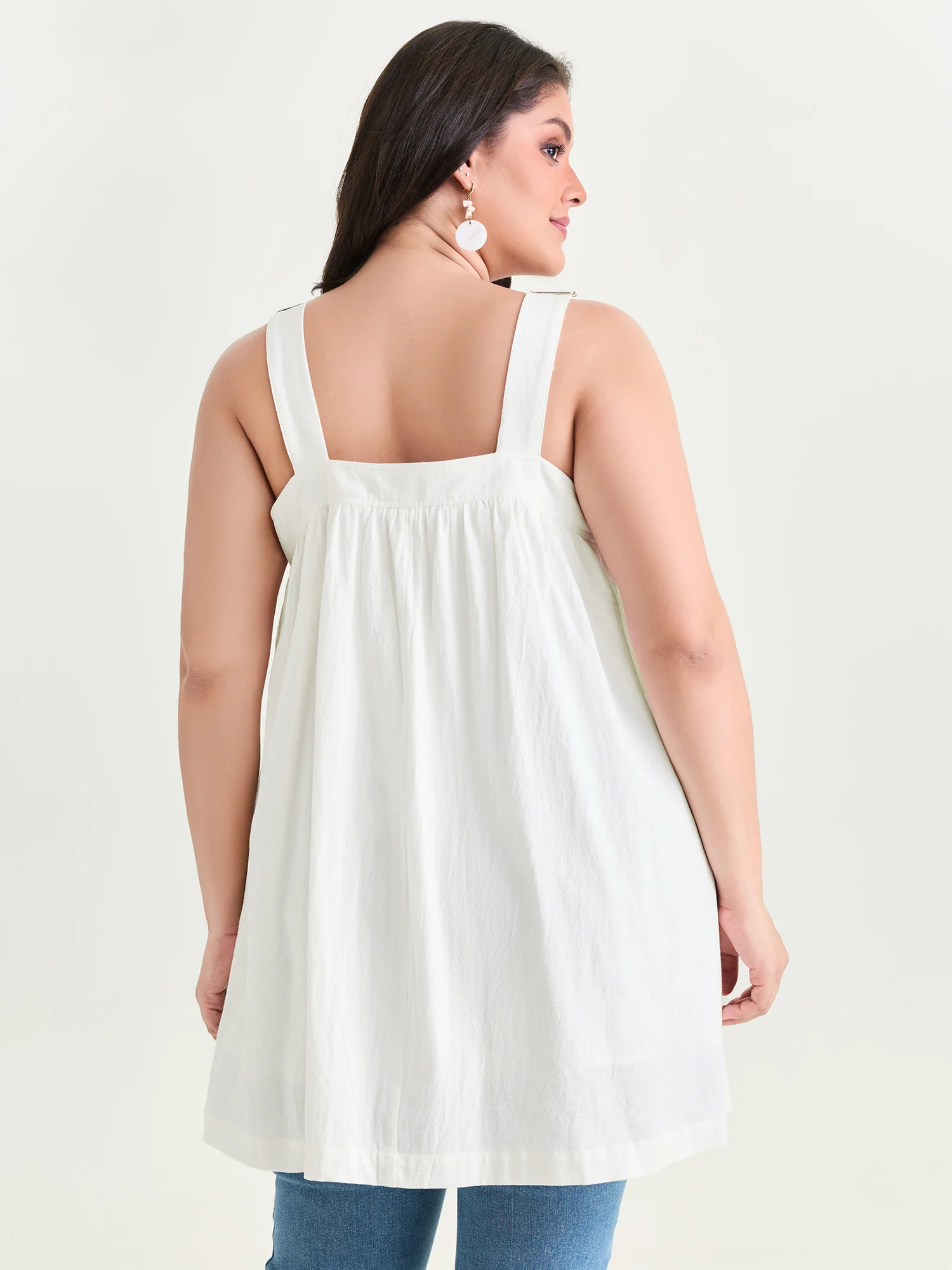 Cotton Adjustable Strap A-Line Tunic Dress - Image 4