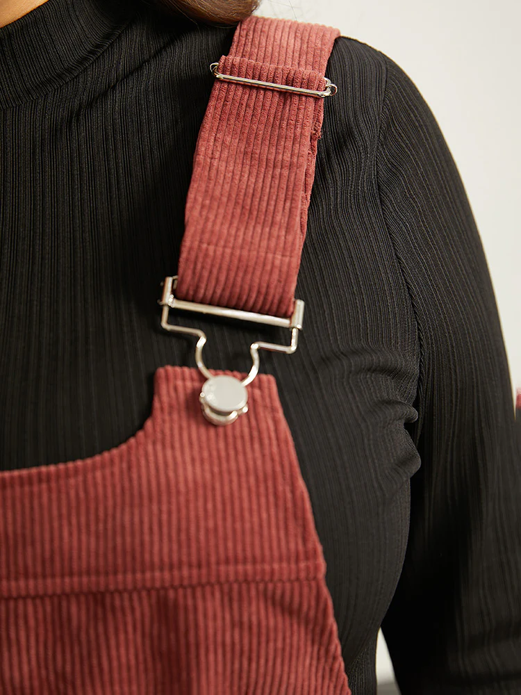 Corduroy Adjustable Straps Metal Detail Pocket Cami Dress - Image 6