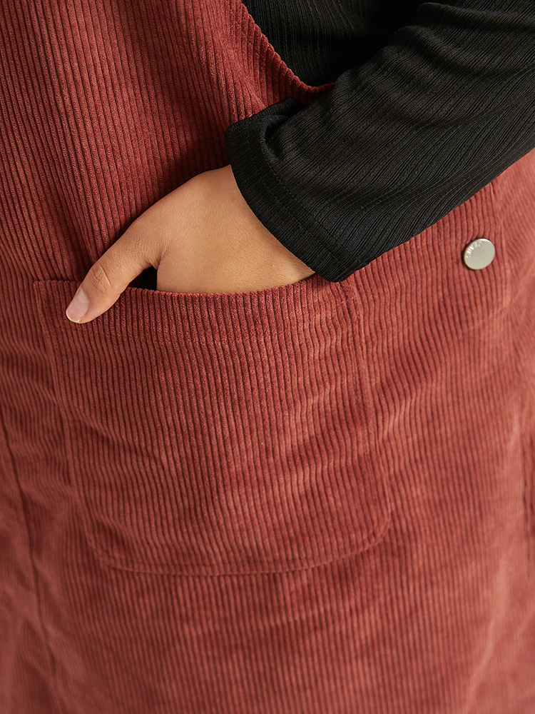 Corduroy Adjustable Straps Metal Detail Pocket Cami Dress - Image 7