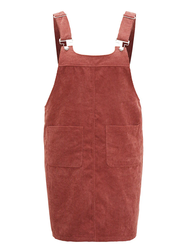 Corduroy Adjustable Straps Metal Detail Pocket Cami Dress - Image 9
