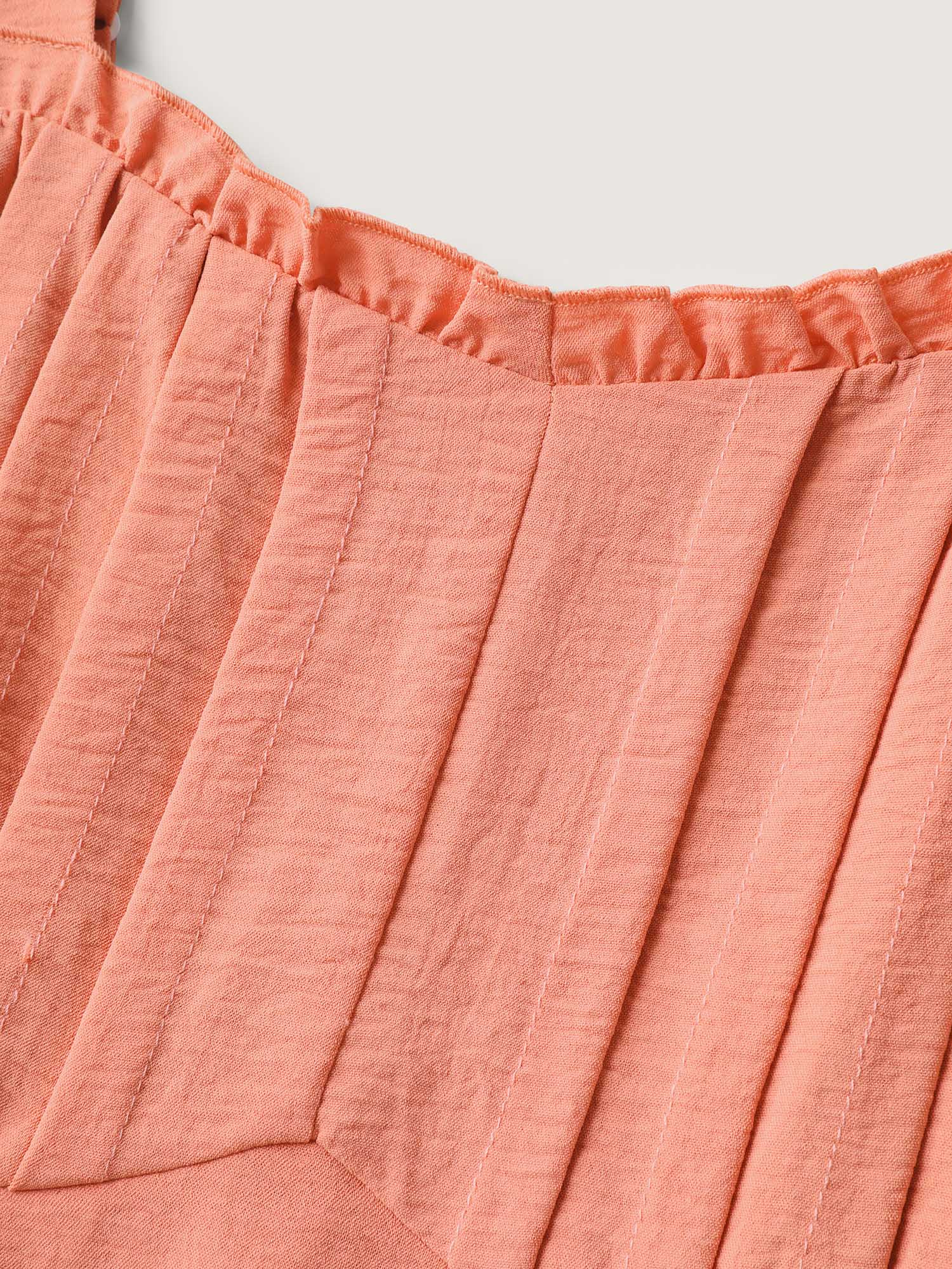 Adjustable Straps Pleated Pockets Midi Dress - Image 6