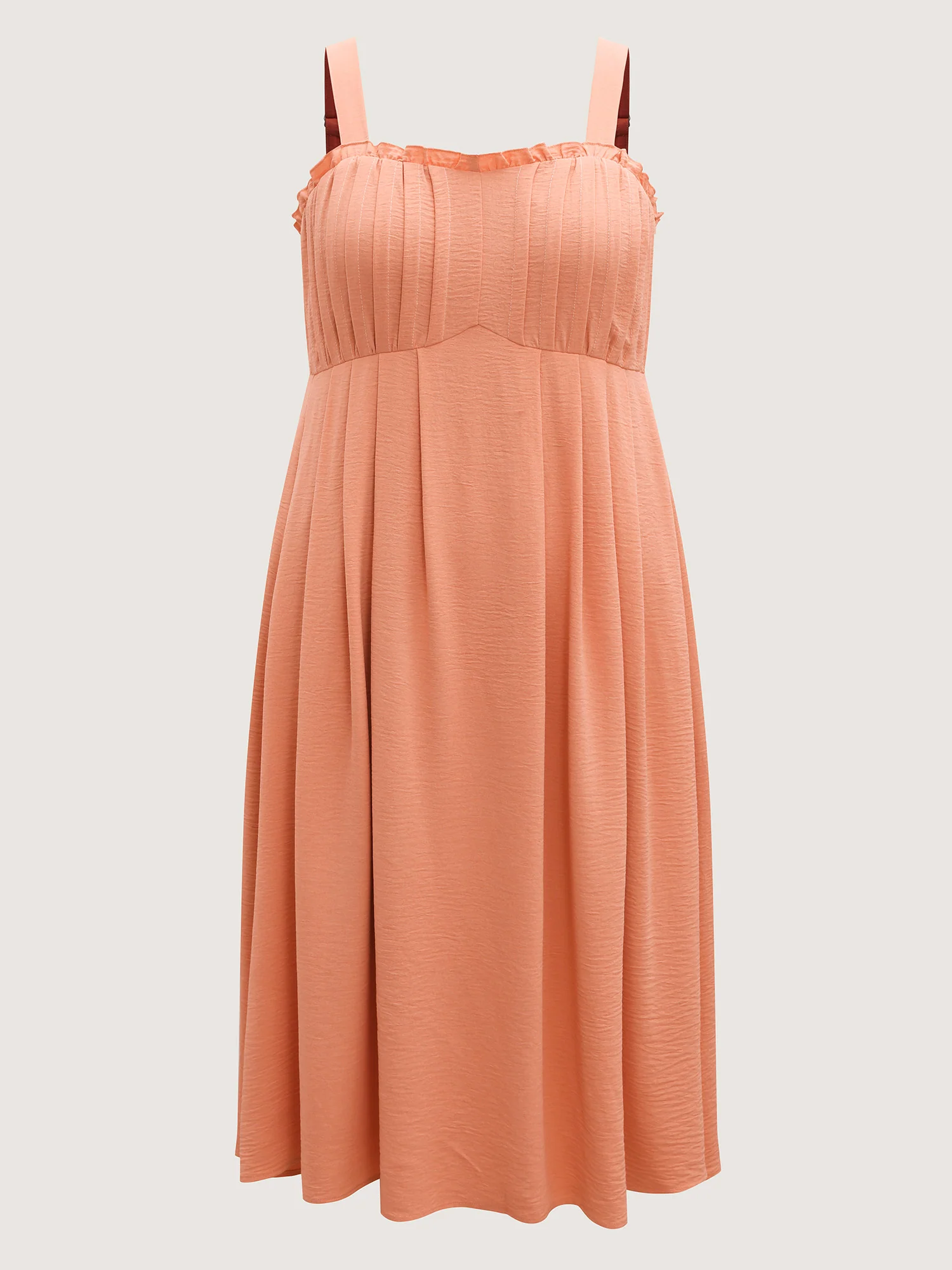Adjustable Straps Pleated Pockets Midi Dress - Image 8