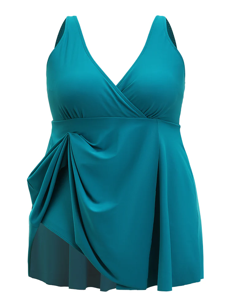 Adjustable Straps Ruffles Wrap Split Swim Dress - Image 10
