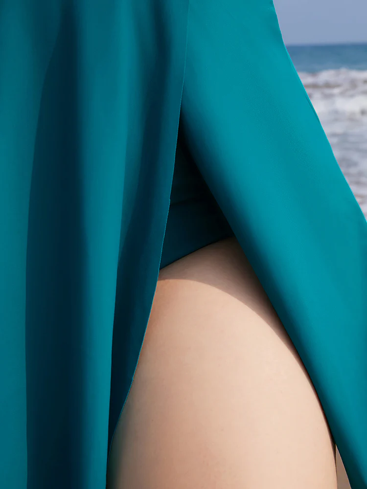Adjustable Straps Ruffles Wrap Split Swim Dress - Image 6