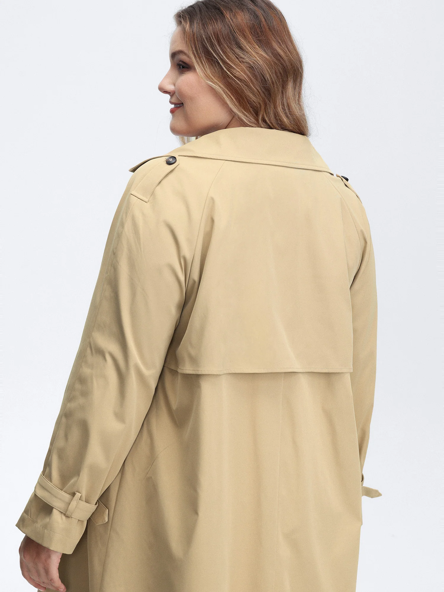 Adjustable Tab Sleeve Lined Trench Coat - Image 4