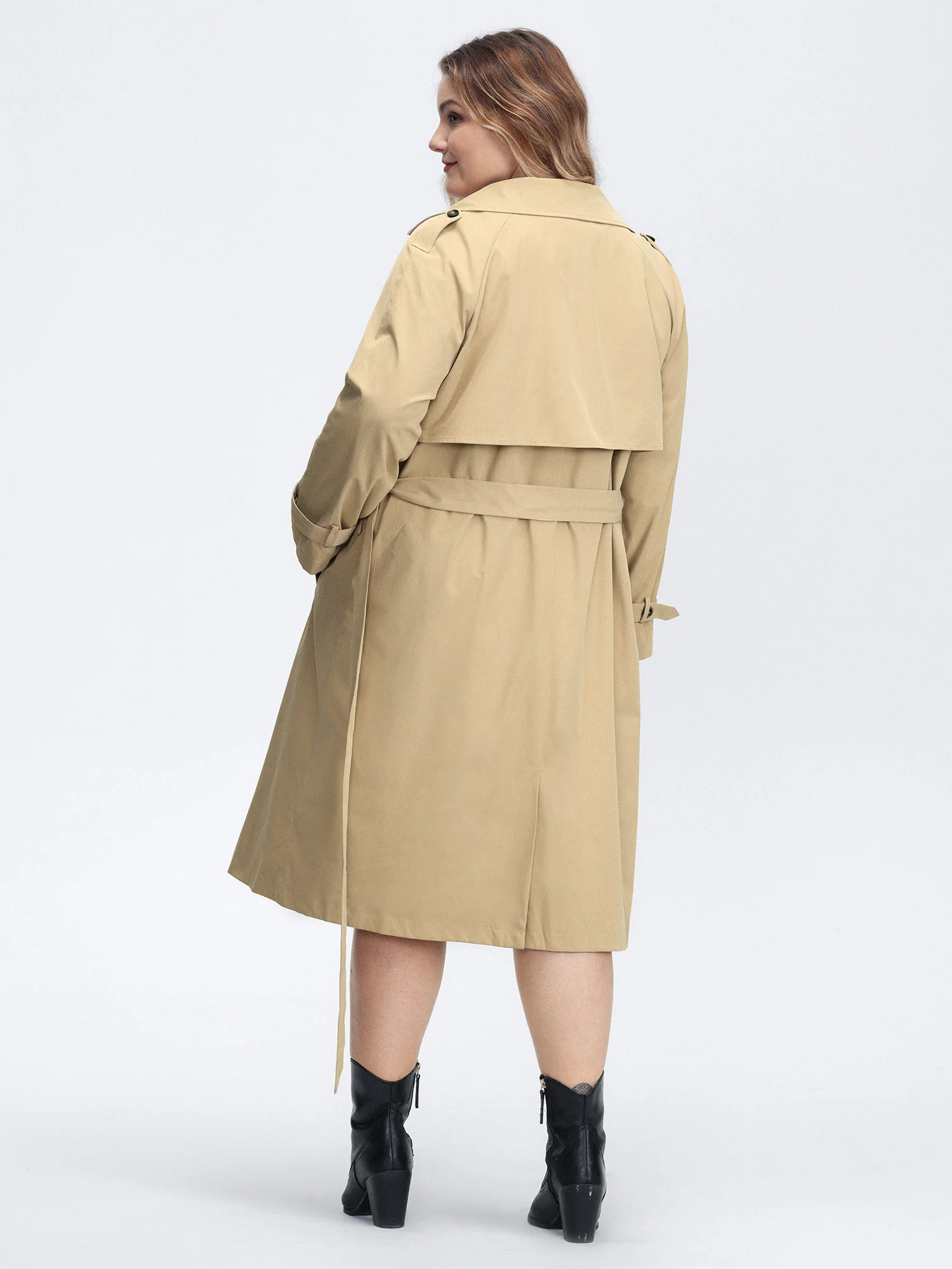 Adjustable Tab Sleeve Lined Trench Coat - Image 5