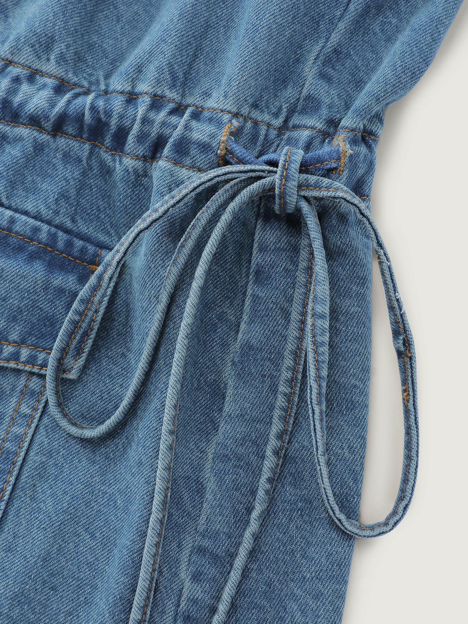 Adjustable Waist Drawstring Denim Jacket - Image 7