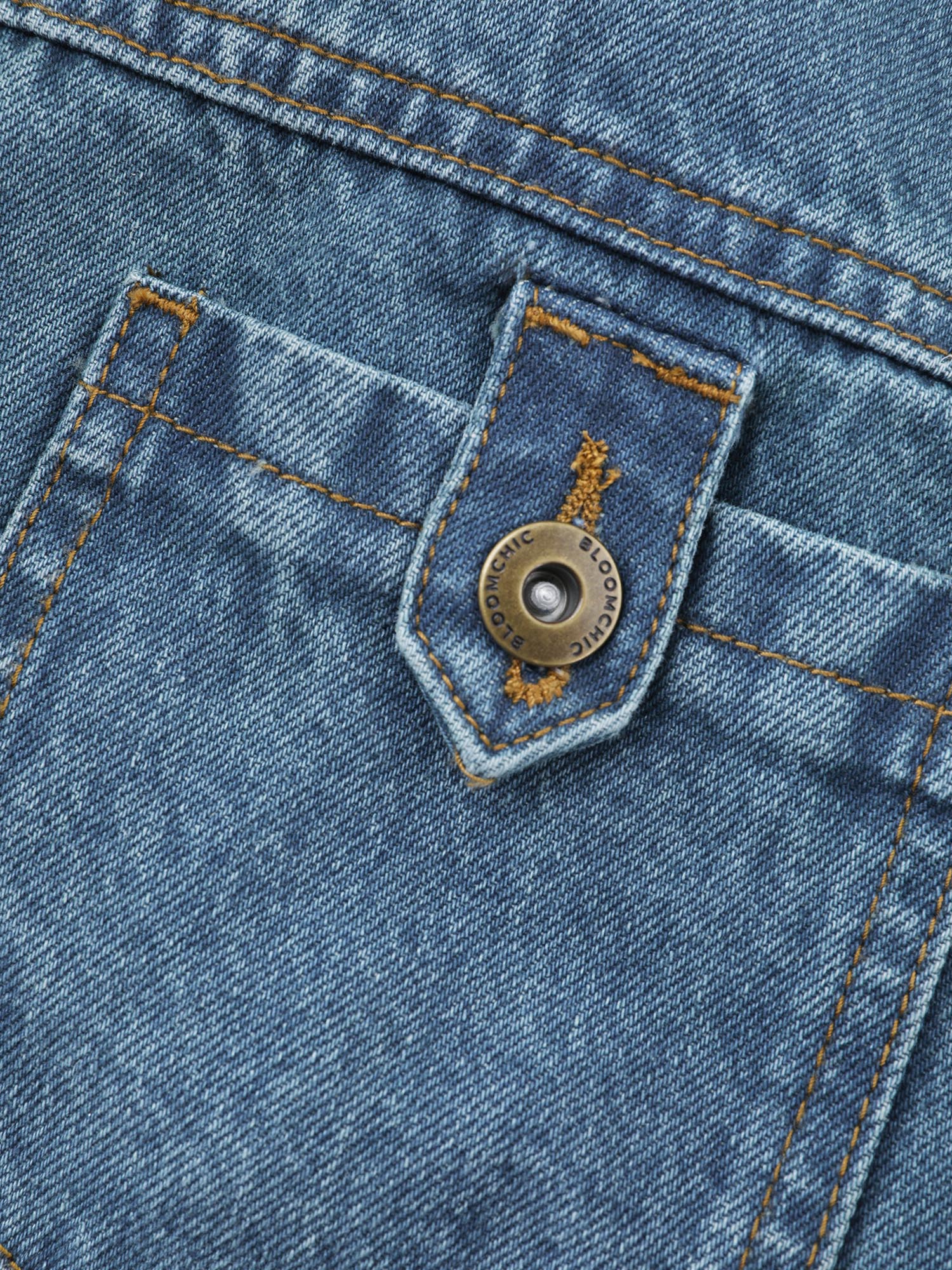Adjustable Waist Drawstring Denim Jacket - Image 8