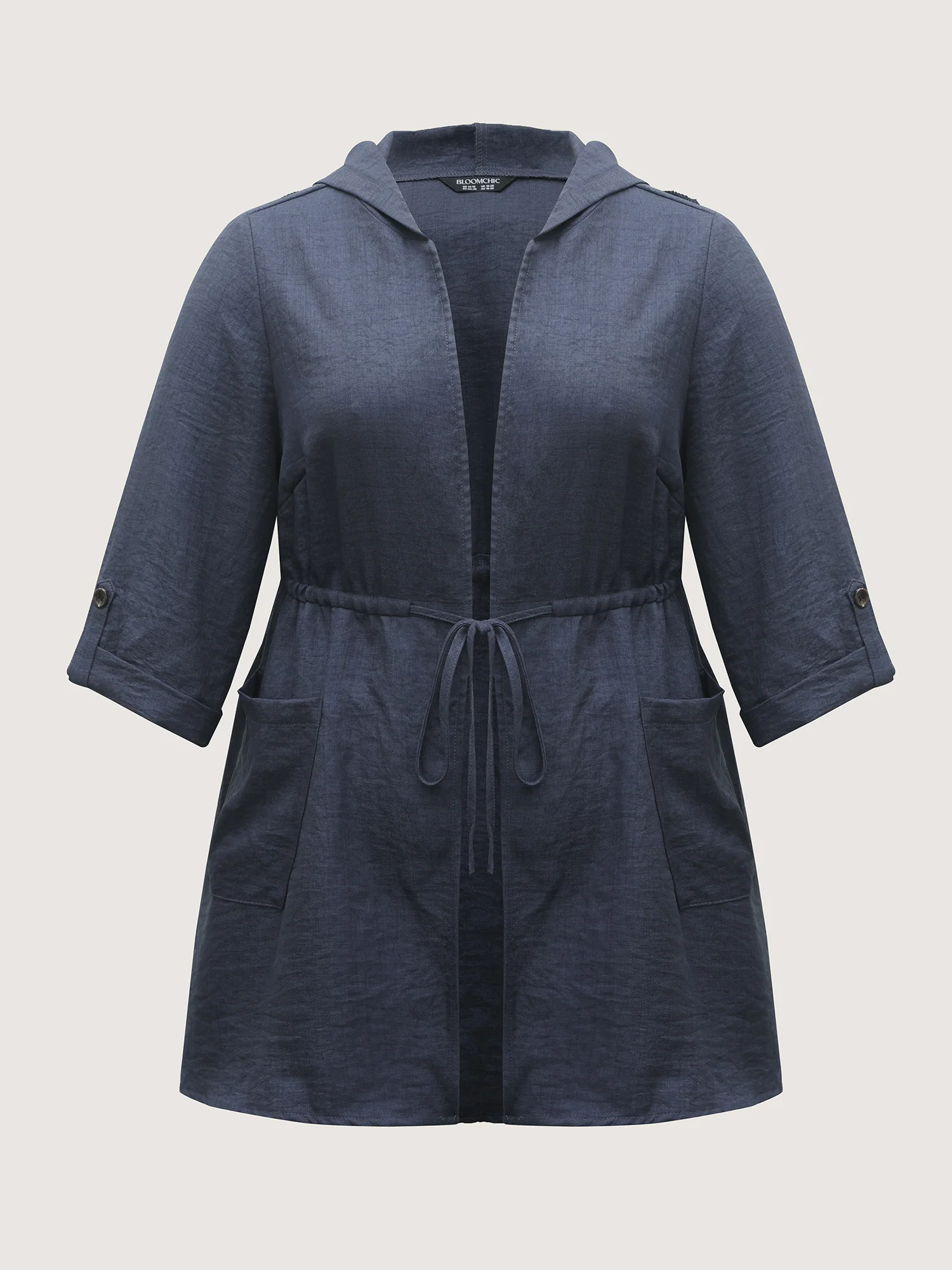 Adjustable Waist-Tie Pockets Hooded Jacket - Image 7