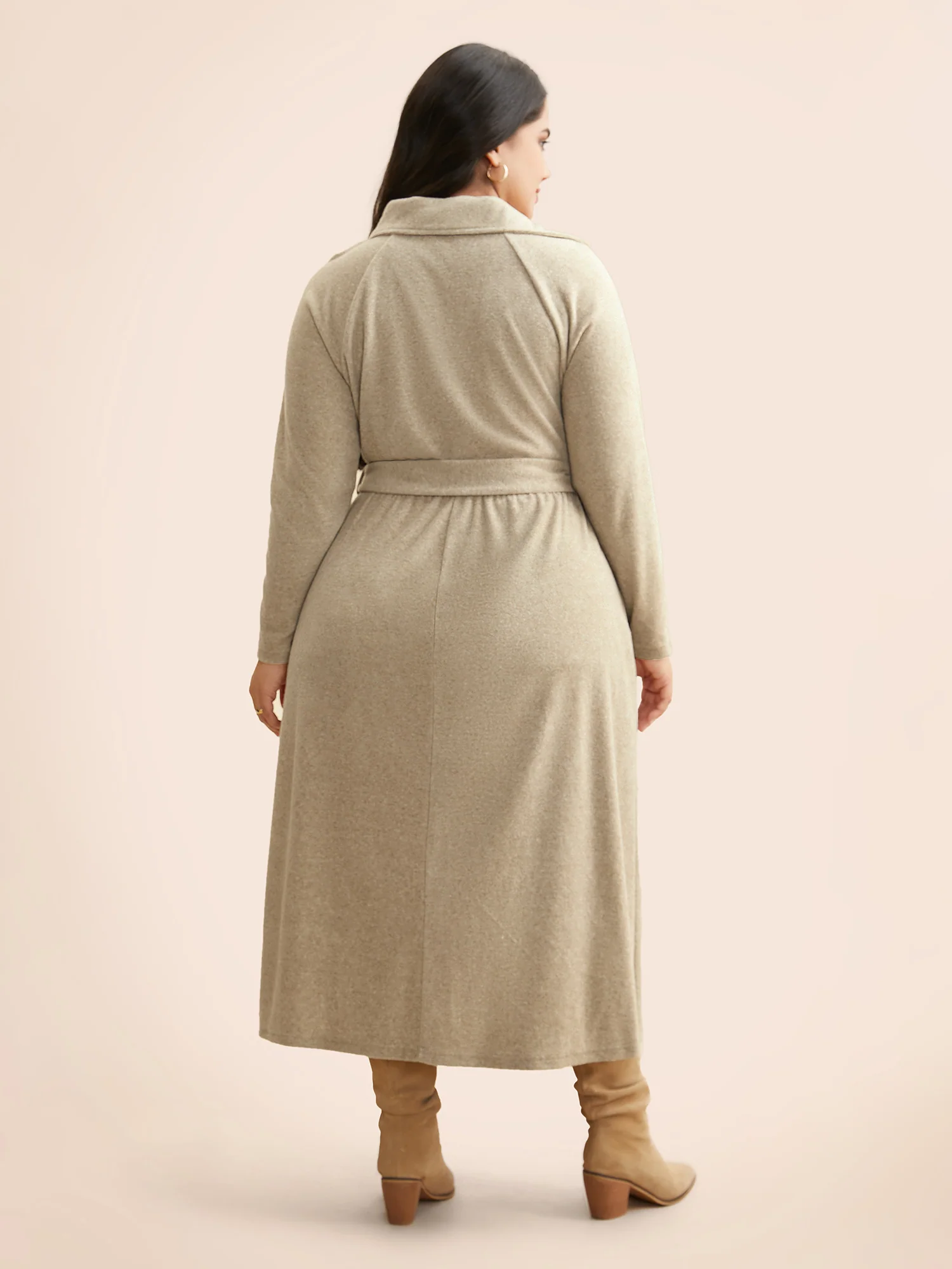 Airy Cozy Button Bodice Placket Midi Dress - Image 4
