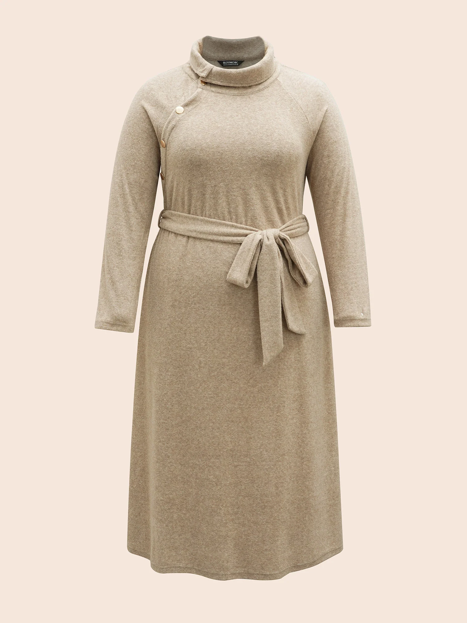Airy Cozy Button Bodice Placket Midi Dress - Image 7