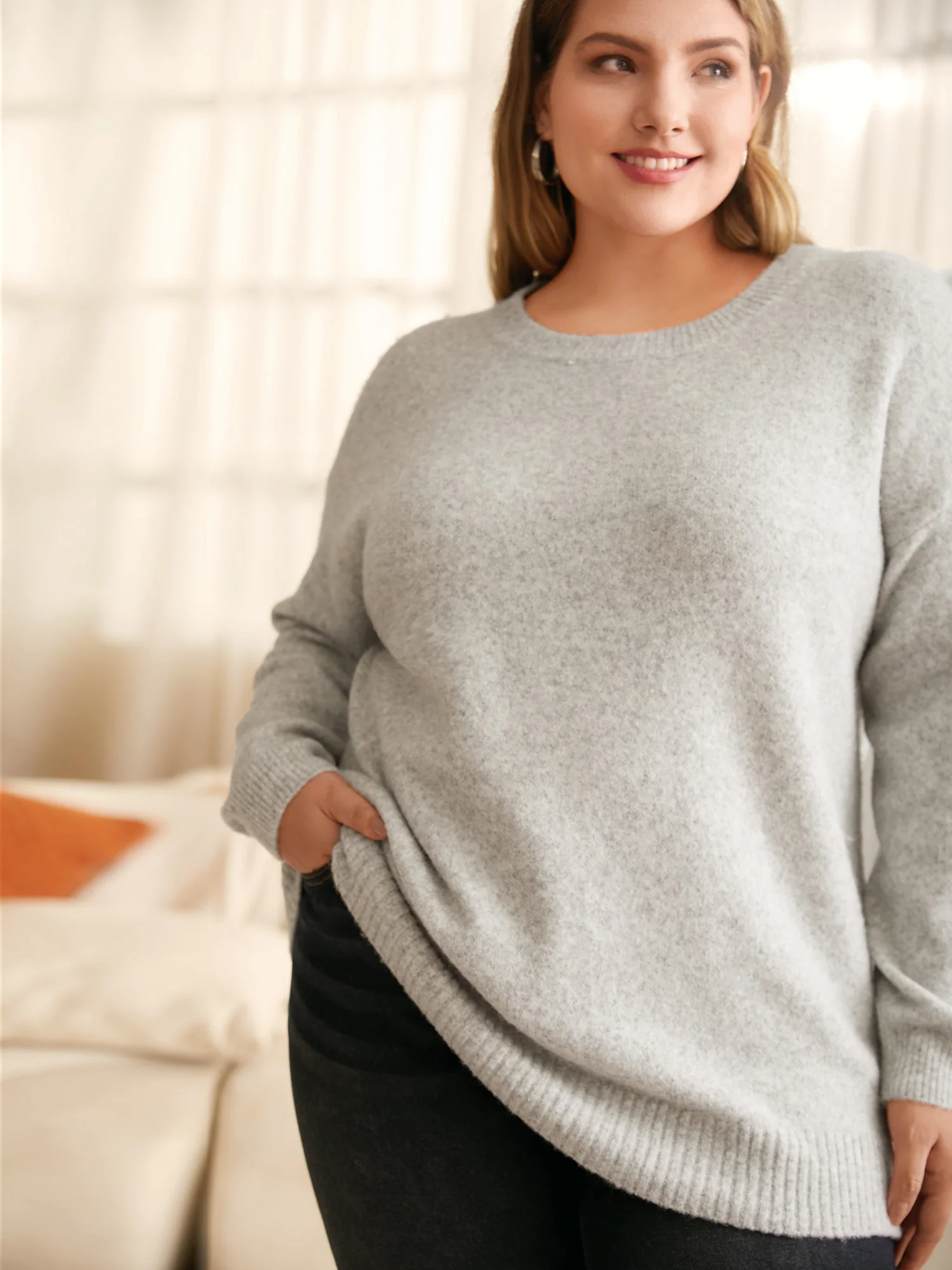 Airy Cozy Drop Shoulder Wool Pullover - Image 2