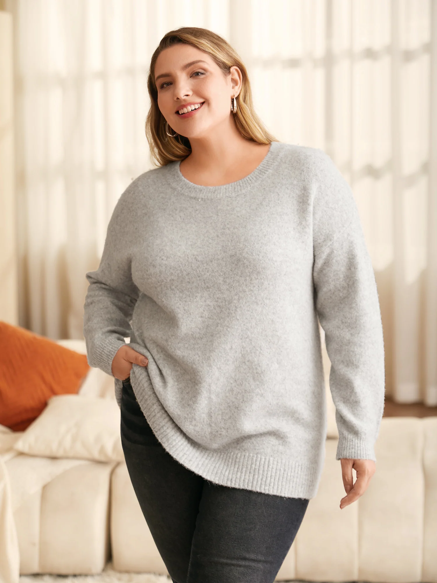 Airy Cozy Drop Shoulder Wool Pullover - Image 3