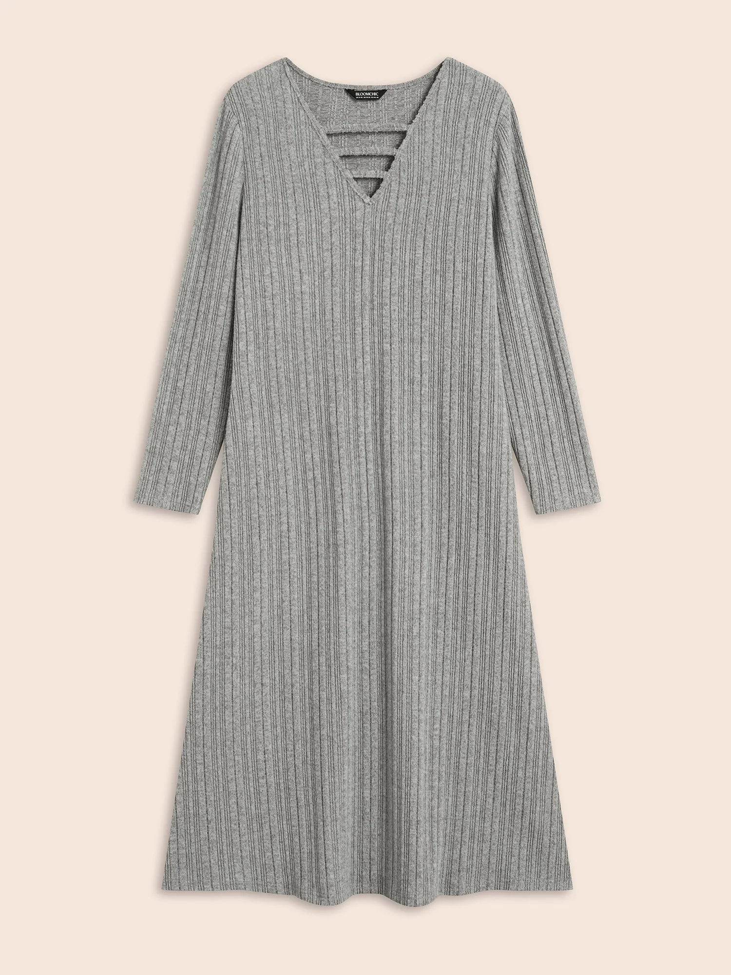 Airy Cozy Neck Cut-Out Midi Dress - Image 7
