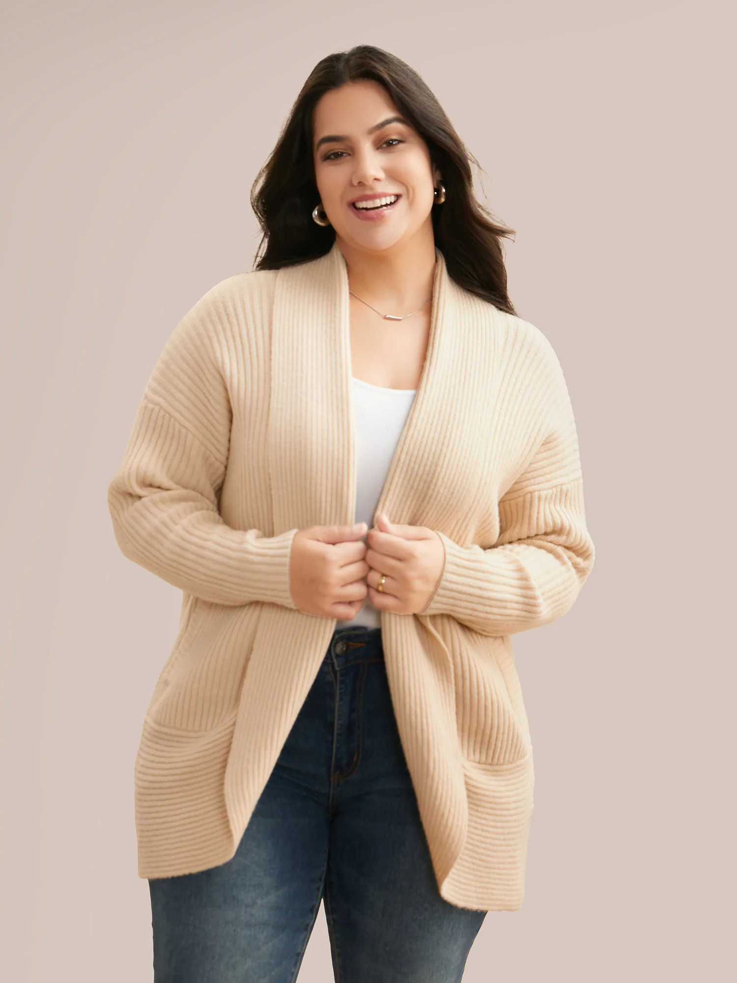 Airy Cozy Shawl Collar Open Cardigan - Image 5