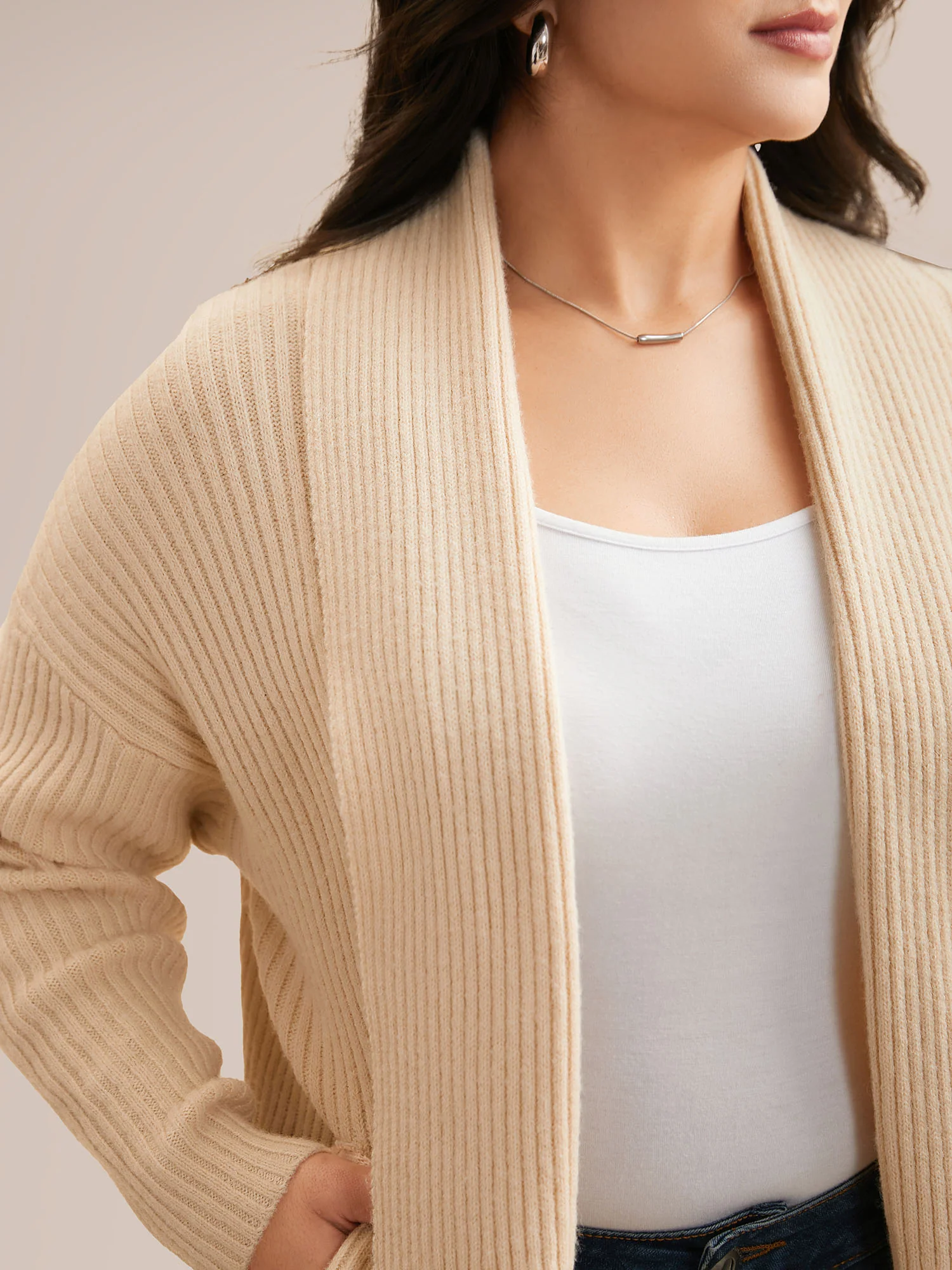 Airy Cozy Shawl Collar Open Cardigan - Image 7