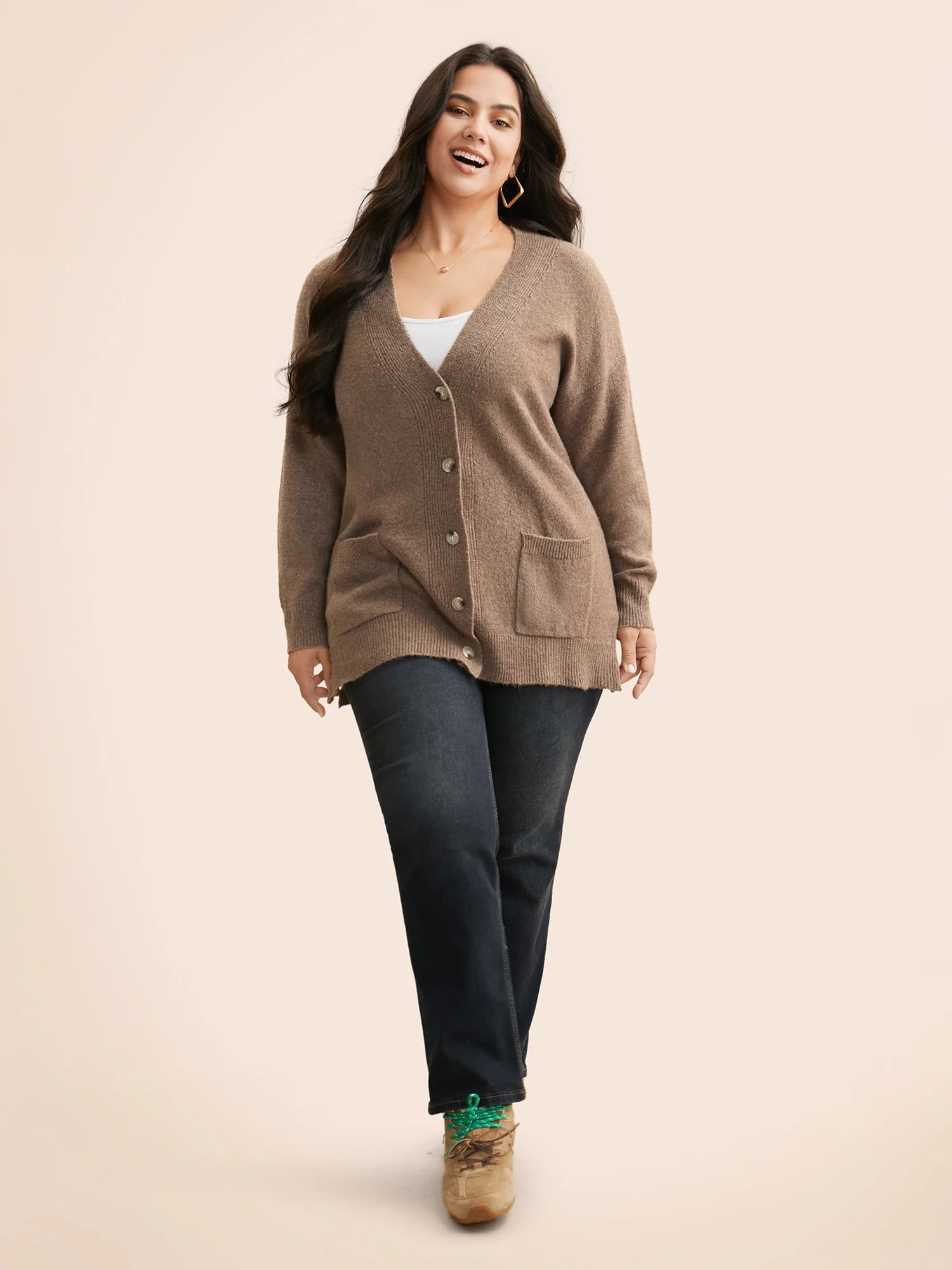 Airy Cozy V Neck Cardigan - Image 4