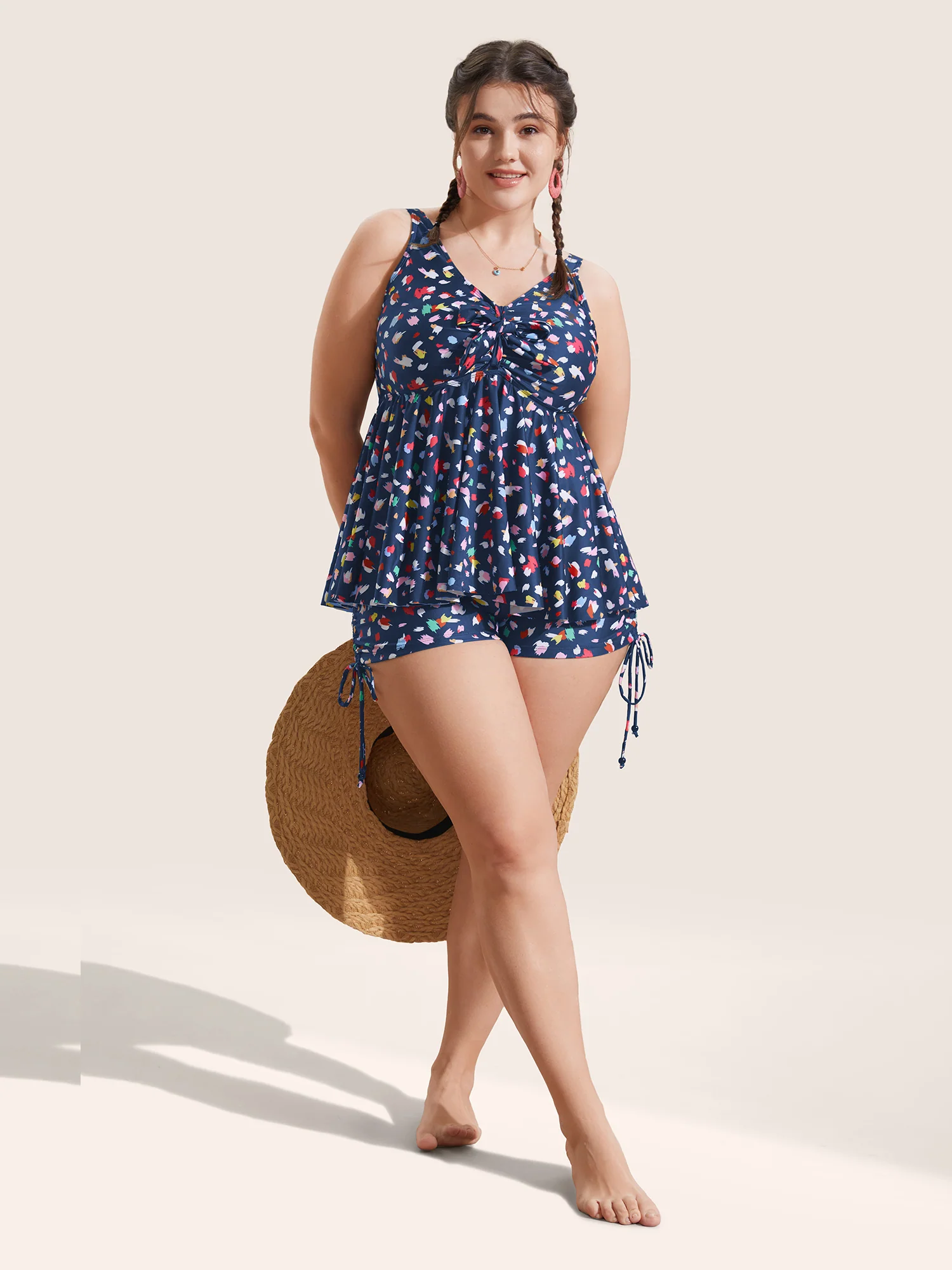 Allover Print Drawstring Skinny Swim Bottom - Image 4