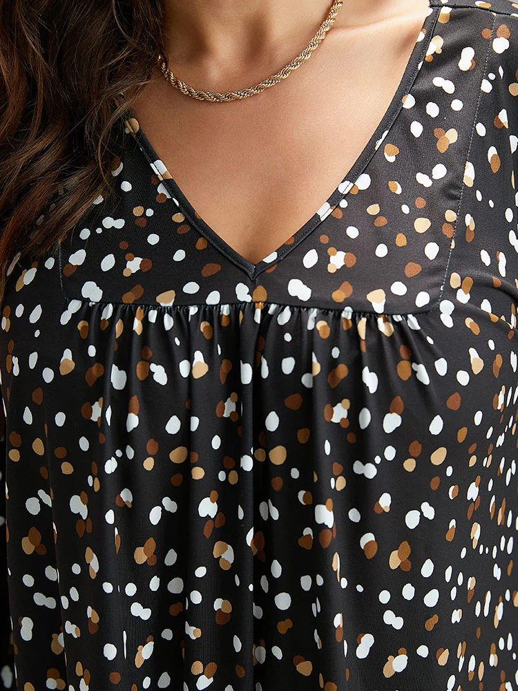 Allover Print Guipure Lace Plicated Detail T-shirt - Image 7
