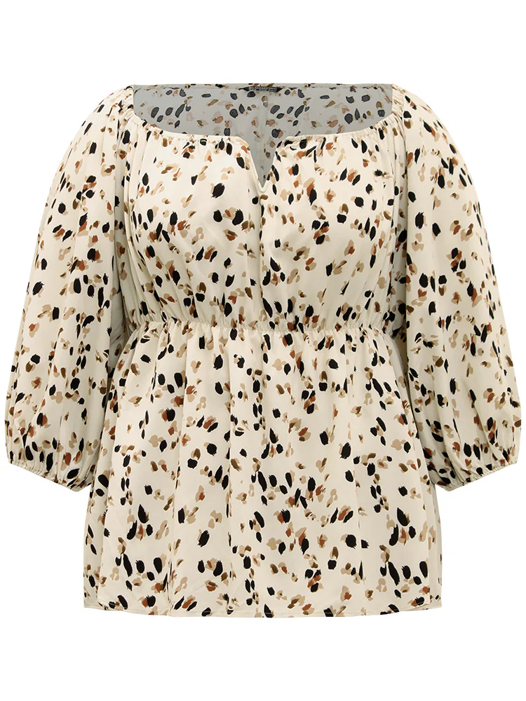 Allover Print Lantern Sleeve Blouse - Image 9