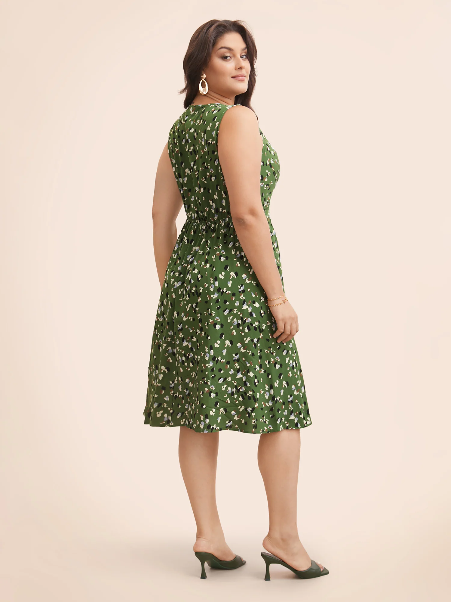 Allover Print Pocket Flutter Crossover Ruched Tank Dress - Image 16