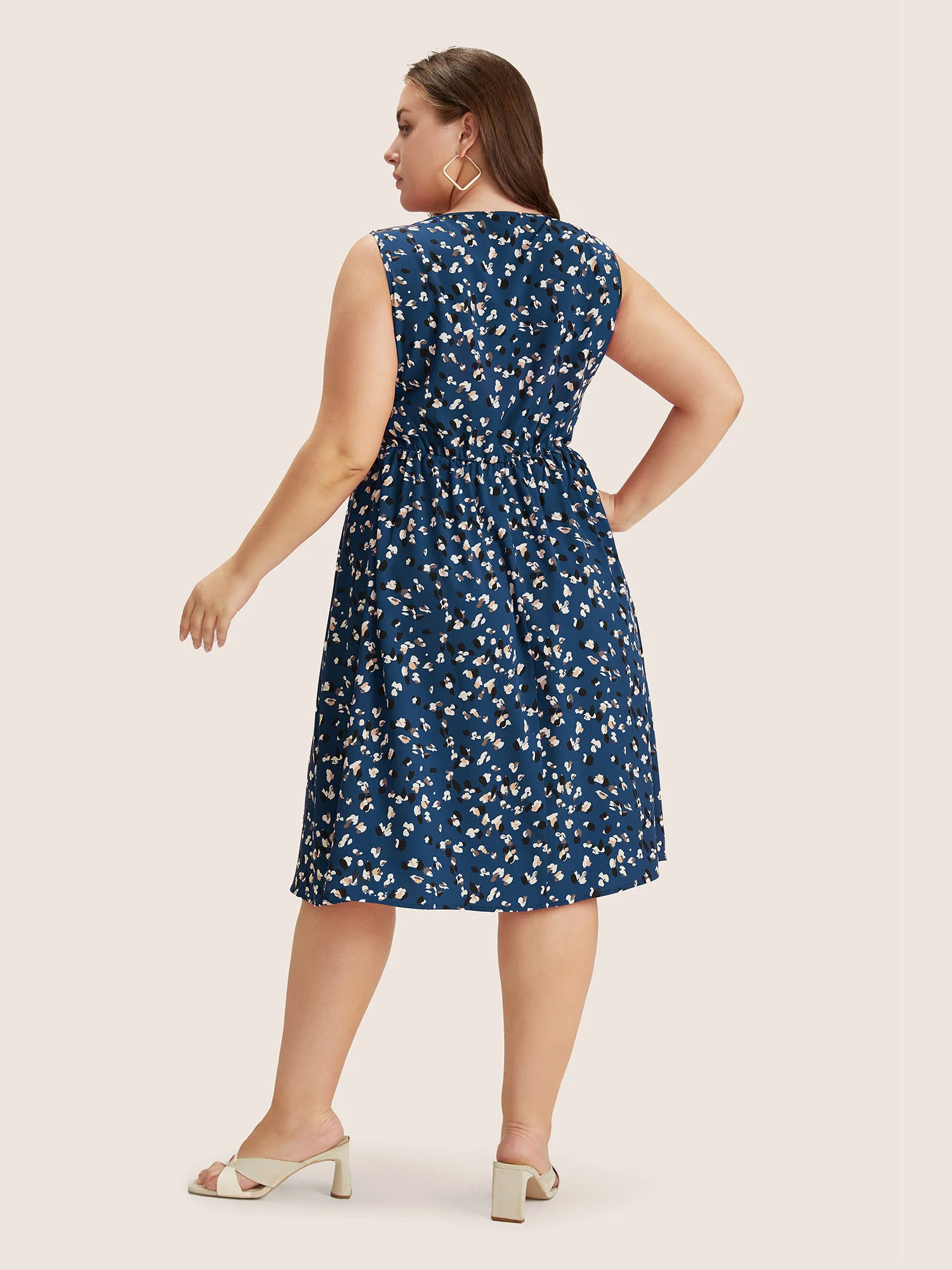 Allover Print Pocket Flutter Crossover Ruched Tank Dress - Image 2