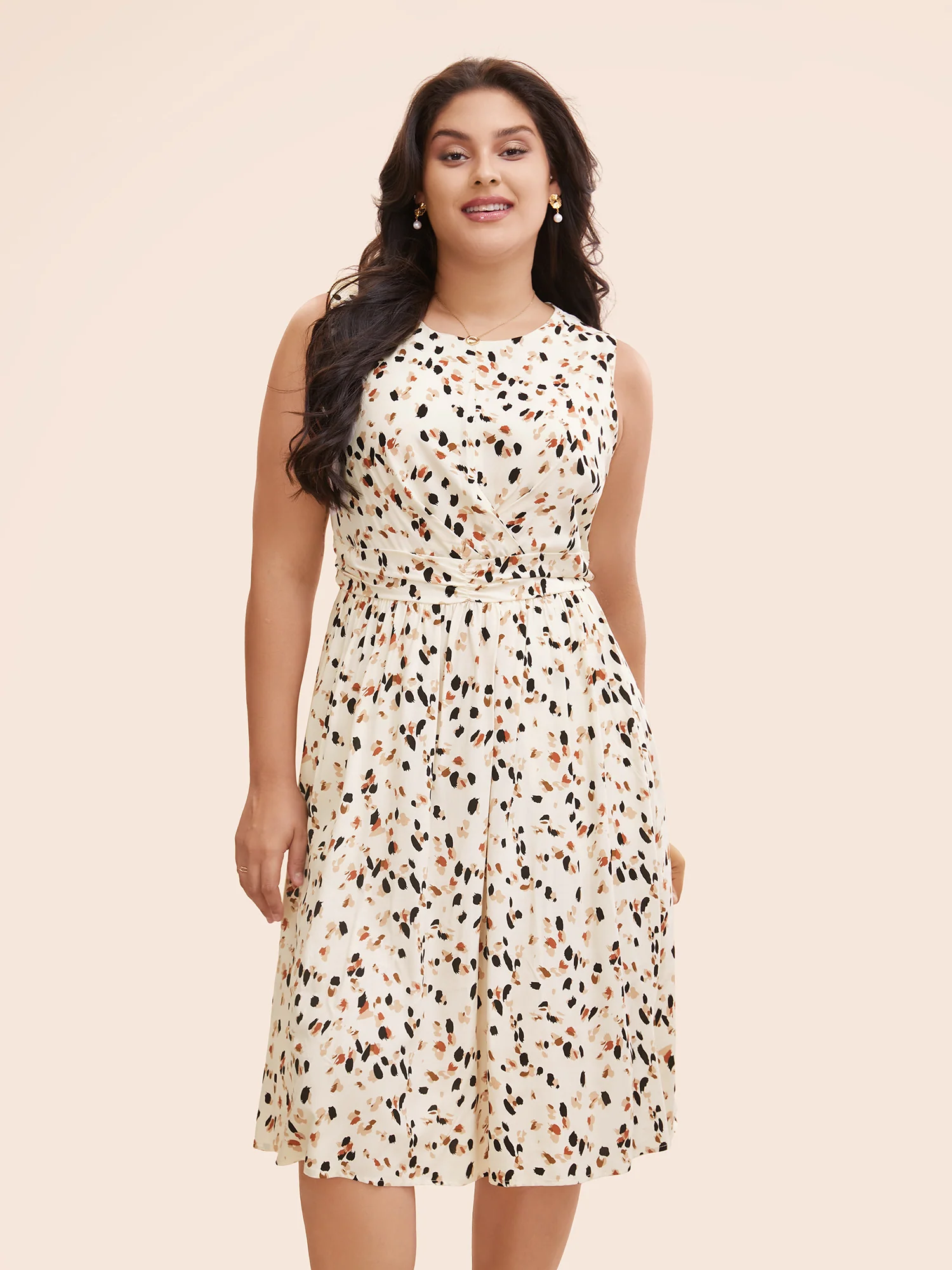 Allover Print Pocket Flutter Crossover Ruched Tank Dress - Image 5