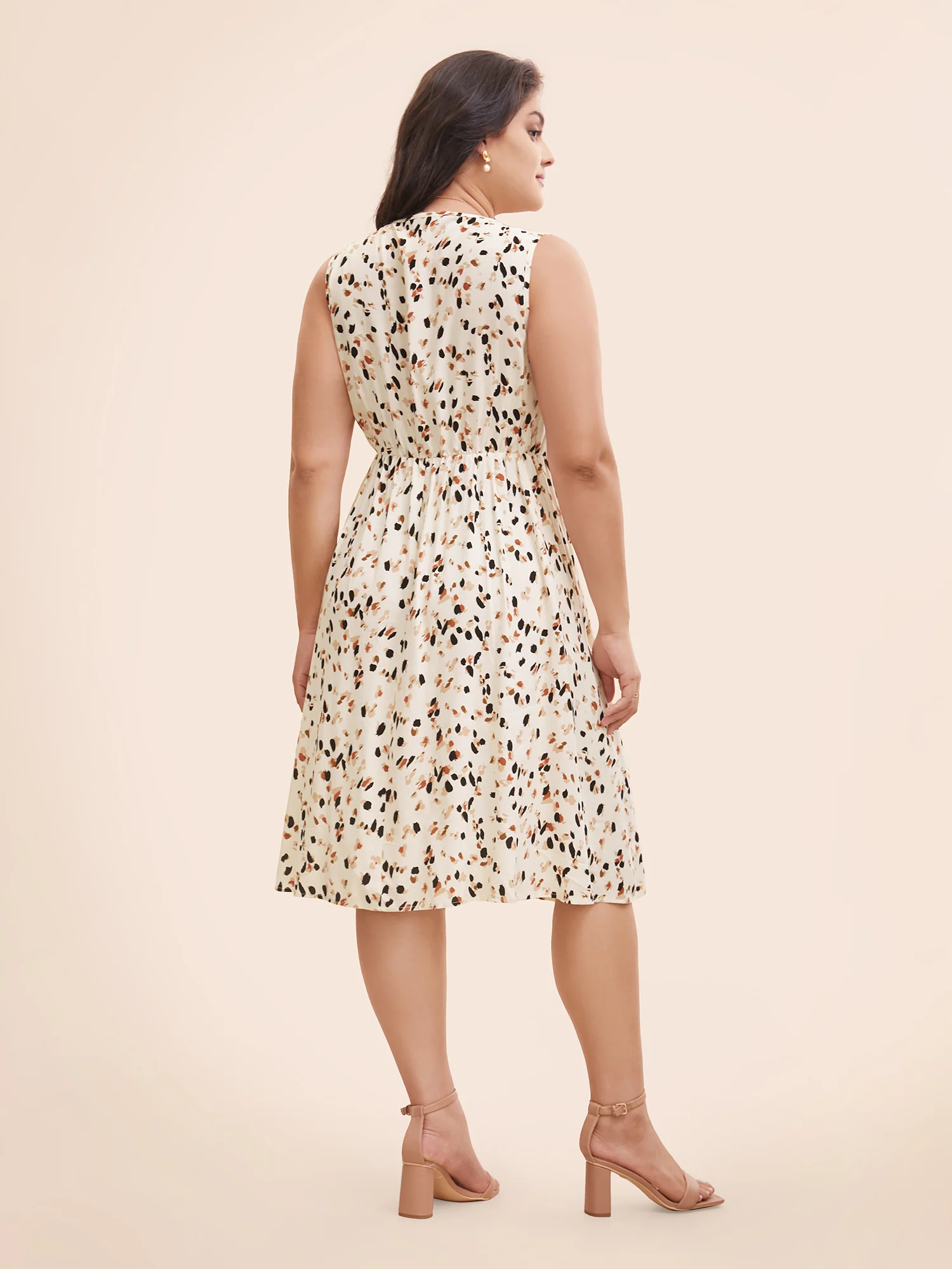 Allover Print Pocket Flutter Crossover Ruched Tank Dress - Image 8