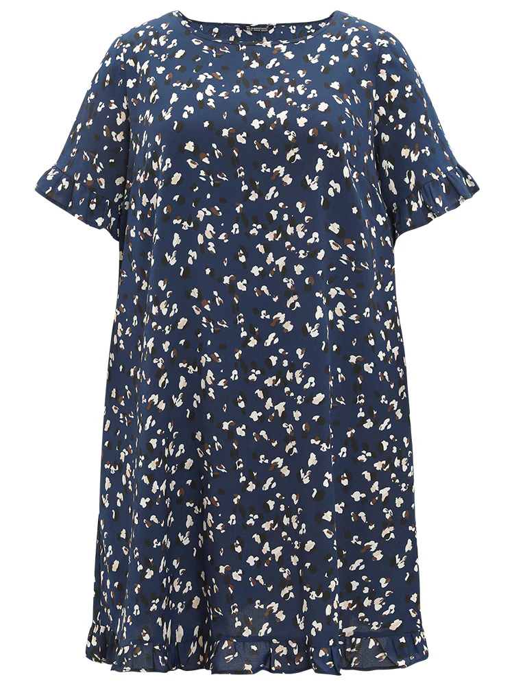Allover Print Pocket Flutter Trim Dress - Image 8