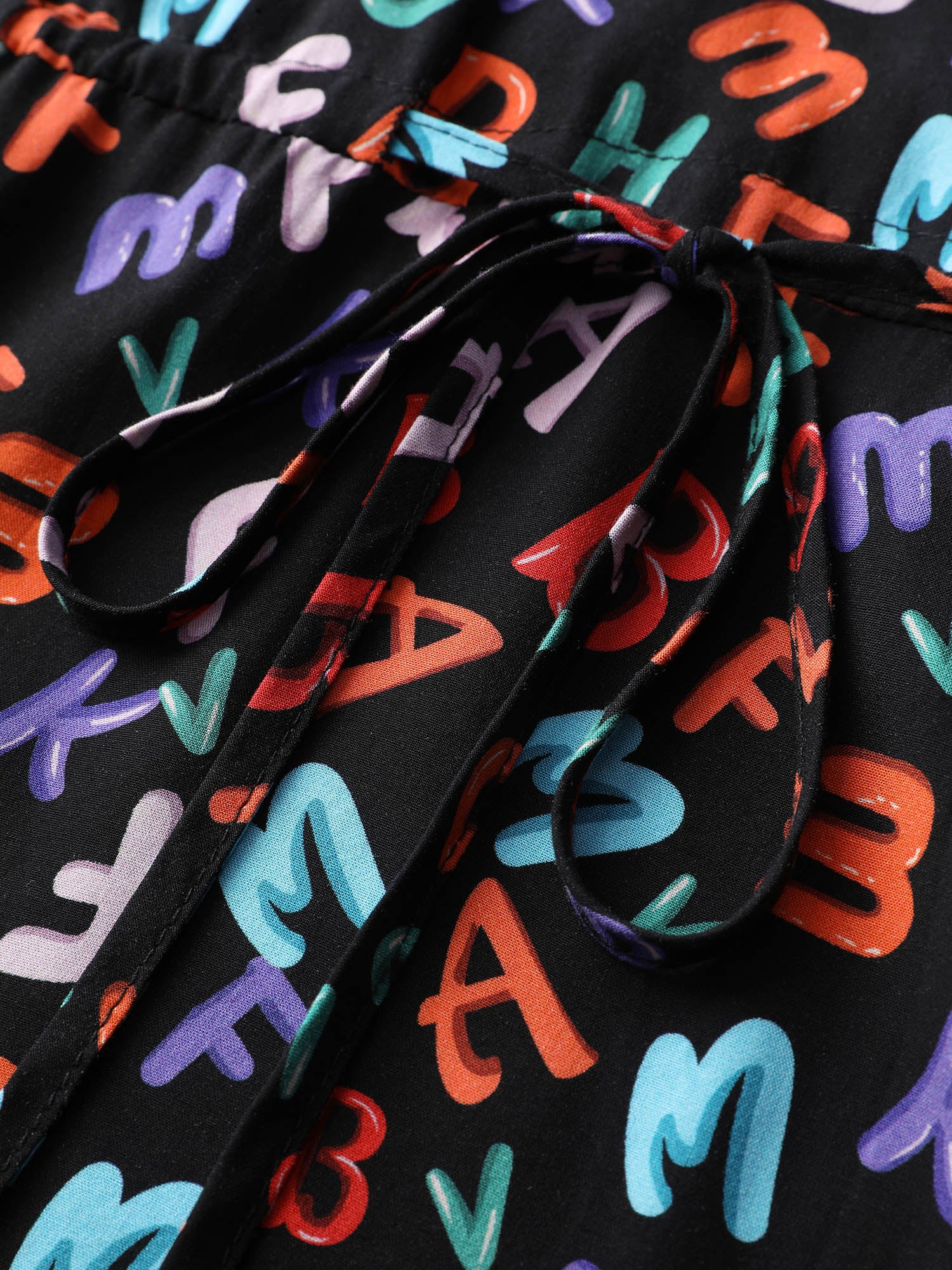 Alphabetical Print Drawstring Adjustable Waist Midi Dress - Image 6