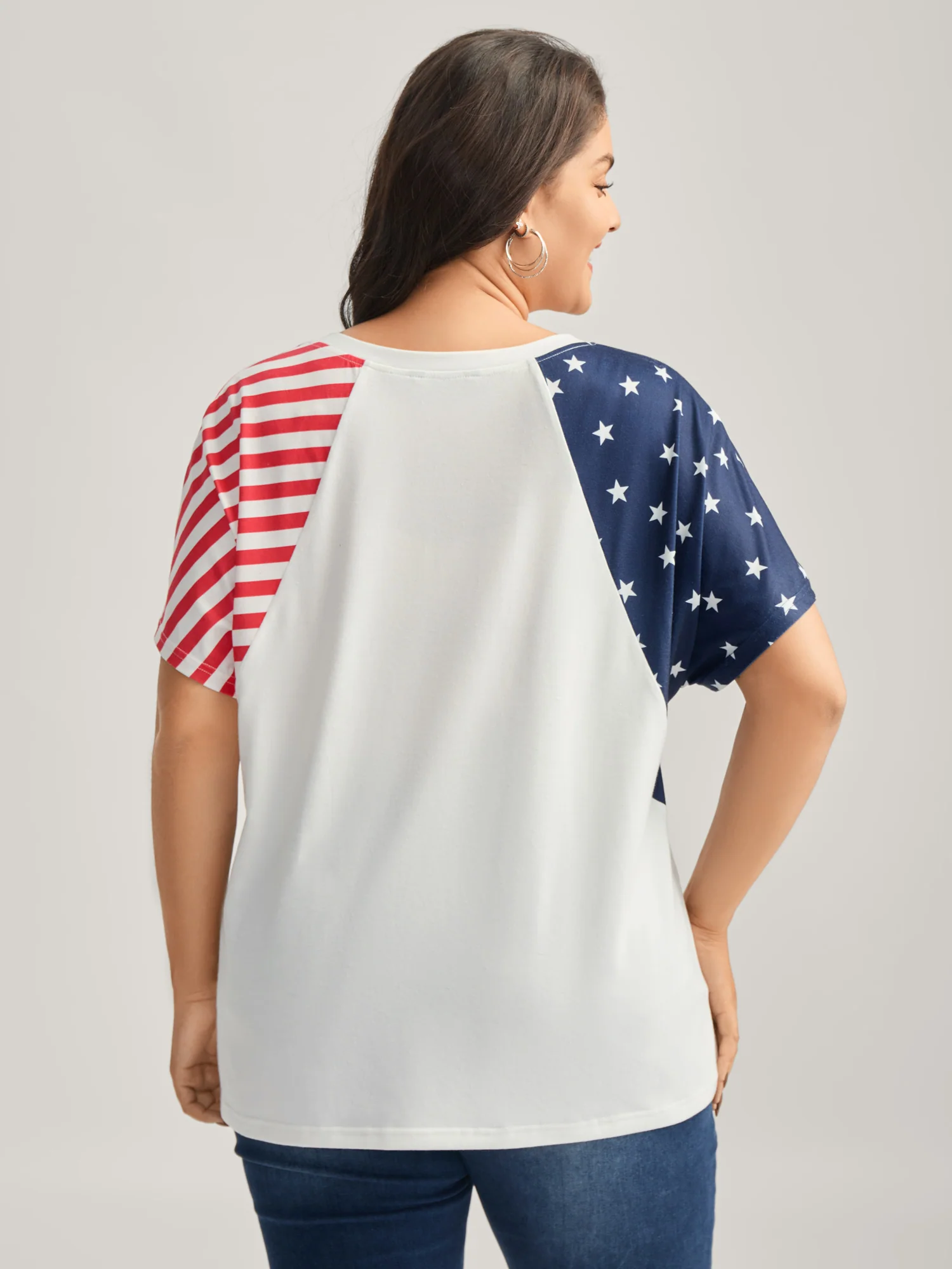 American Flag Print V-Neck T-Shirt - Image 5
