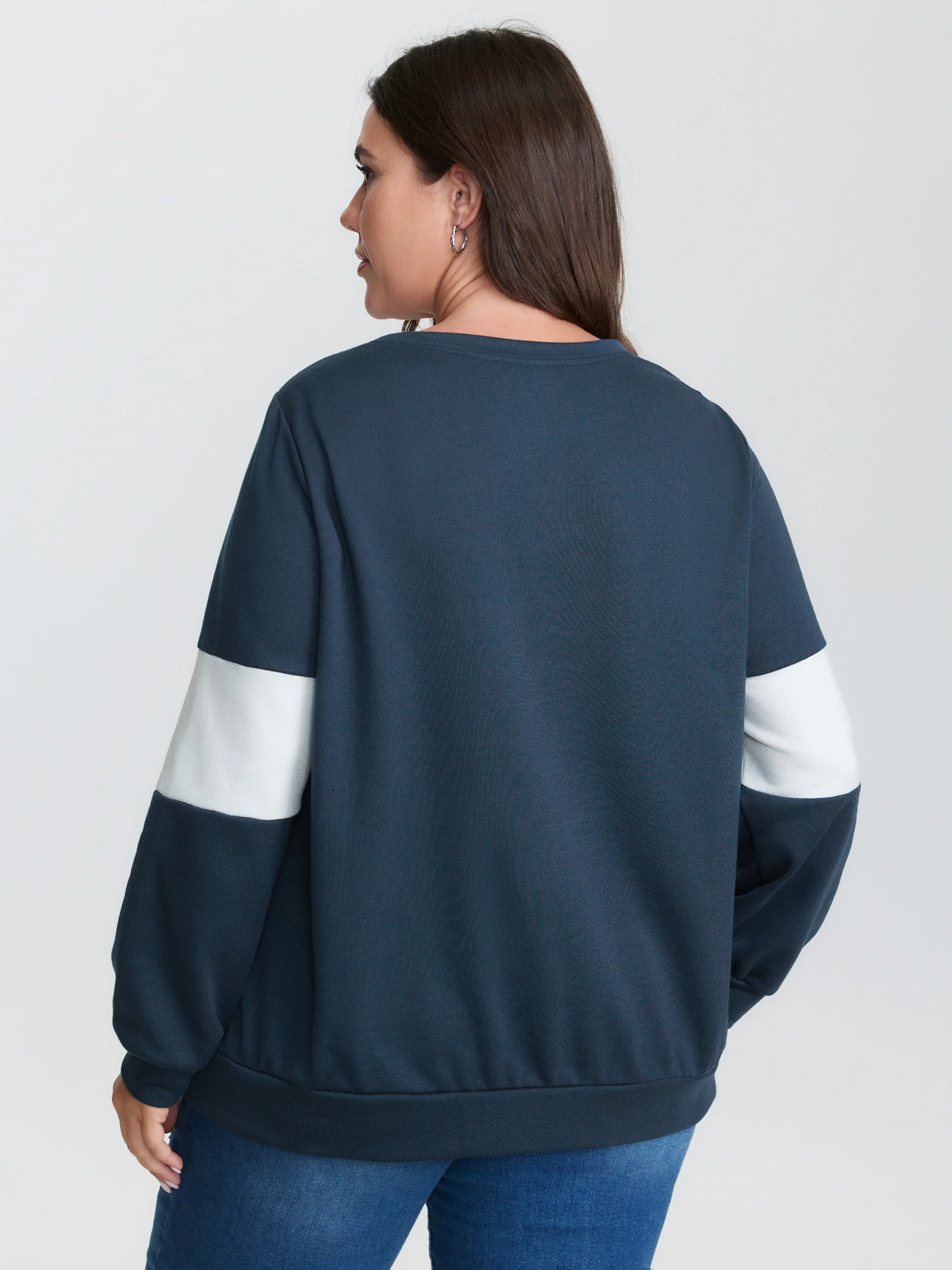 Anchor Applique Embroidery Contrast Sweatshirt - Image 5